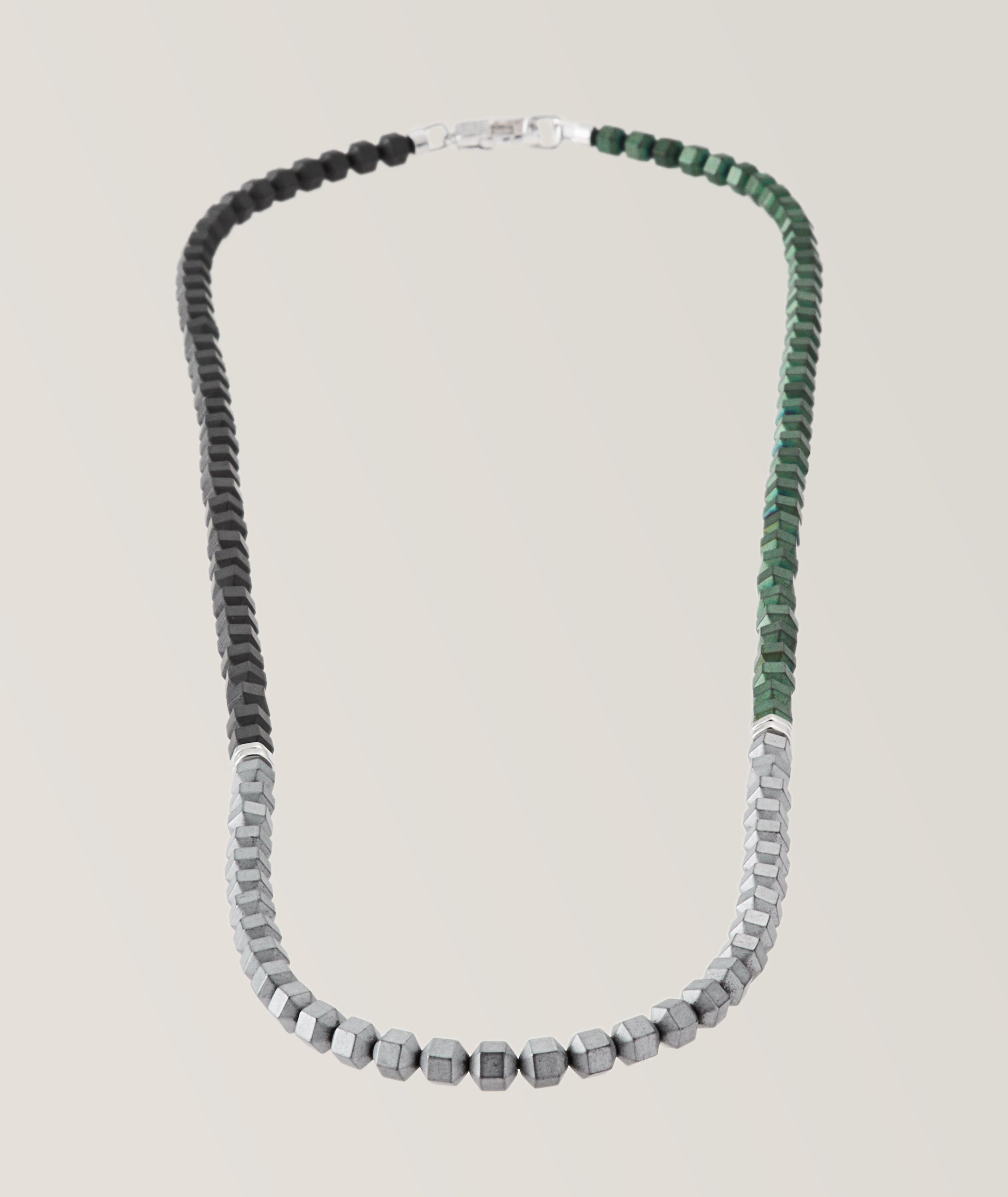 Tateossian Icosahedron Hematite Rhodium Plated Necklace Jewellery