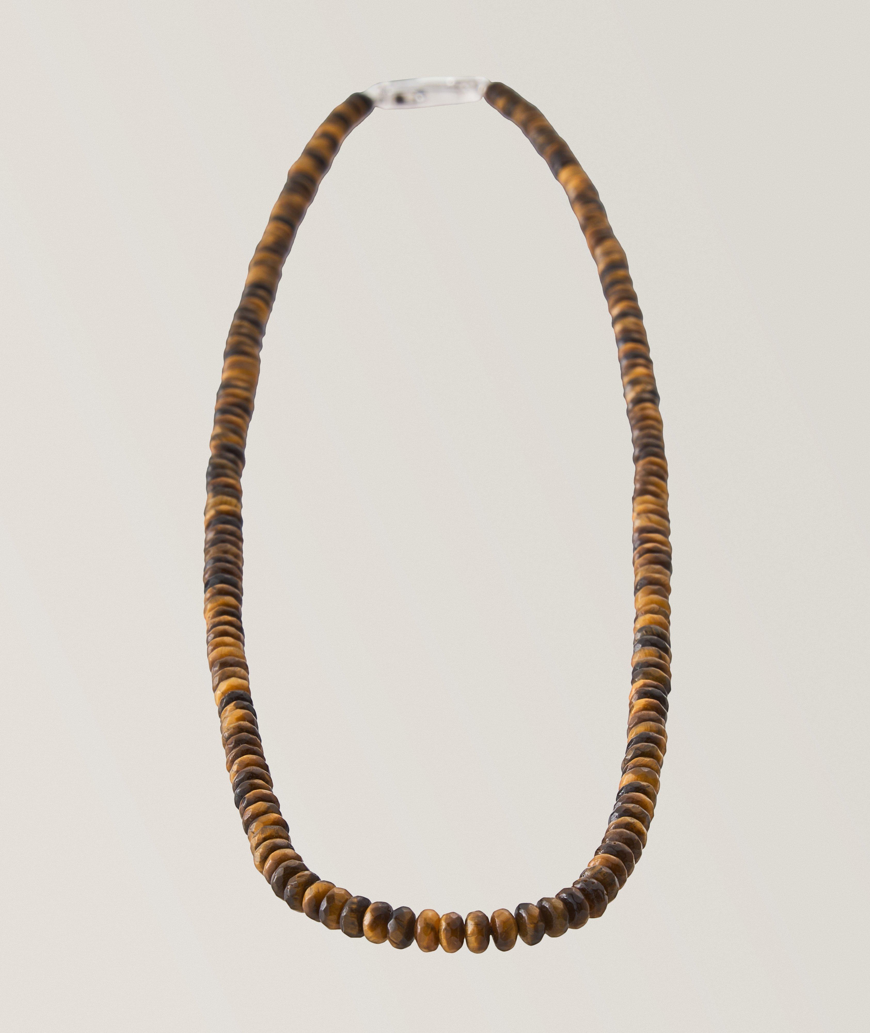 Tiger Eye Rhodium Necklace image 0