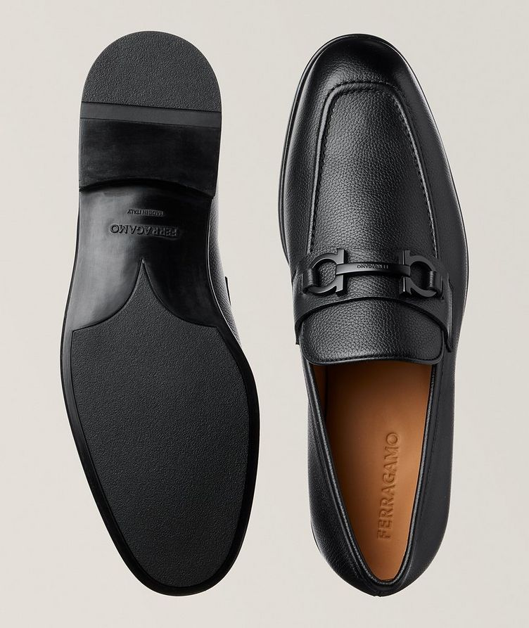 Foster Double Gancini Bit Pebbled Leather Loafers image 2