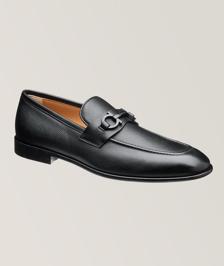 Foster Double Gancini Bit Pebbled Leather Loafers image 0
