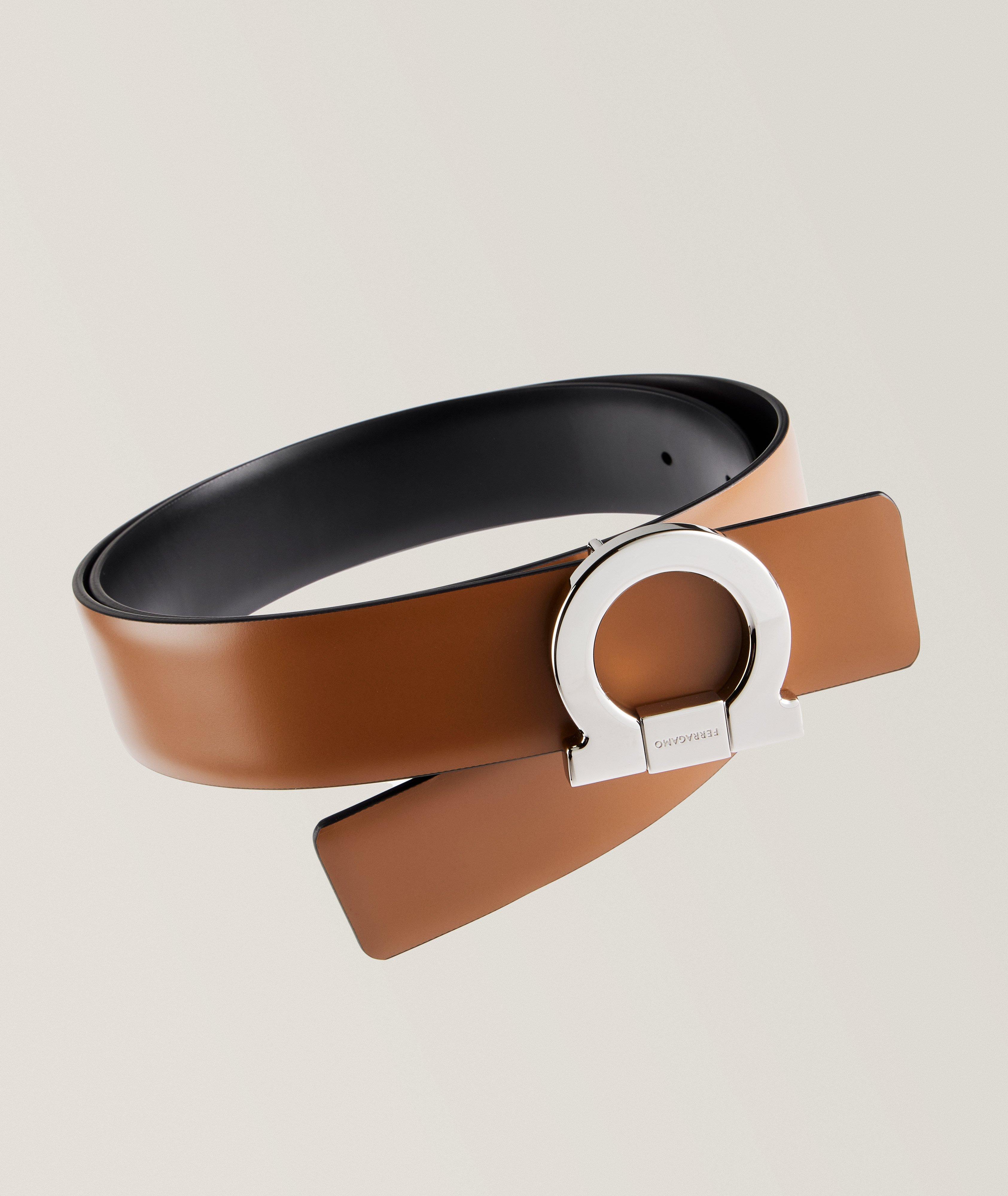 Leather Reversible Gancio Buckle Belt  image 0