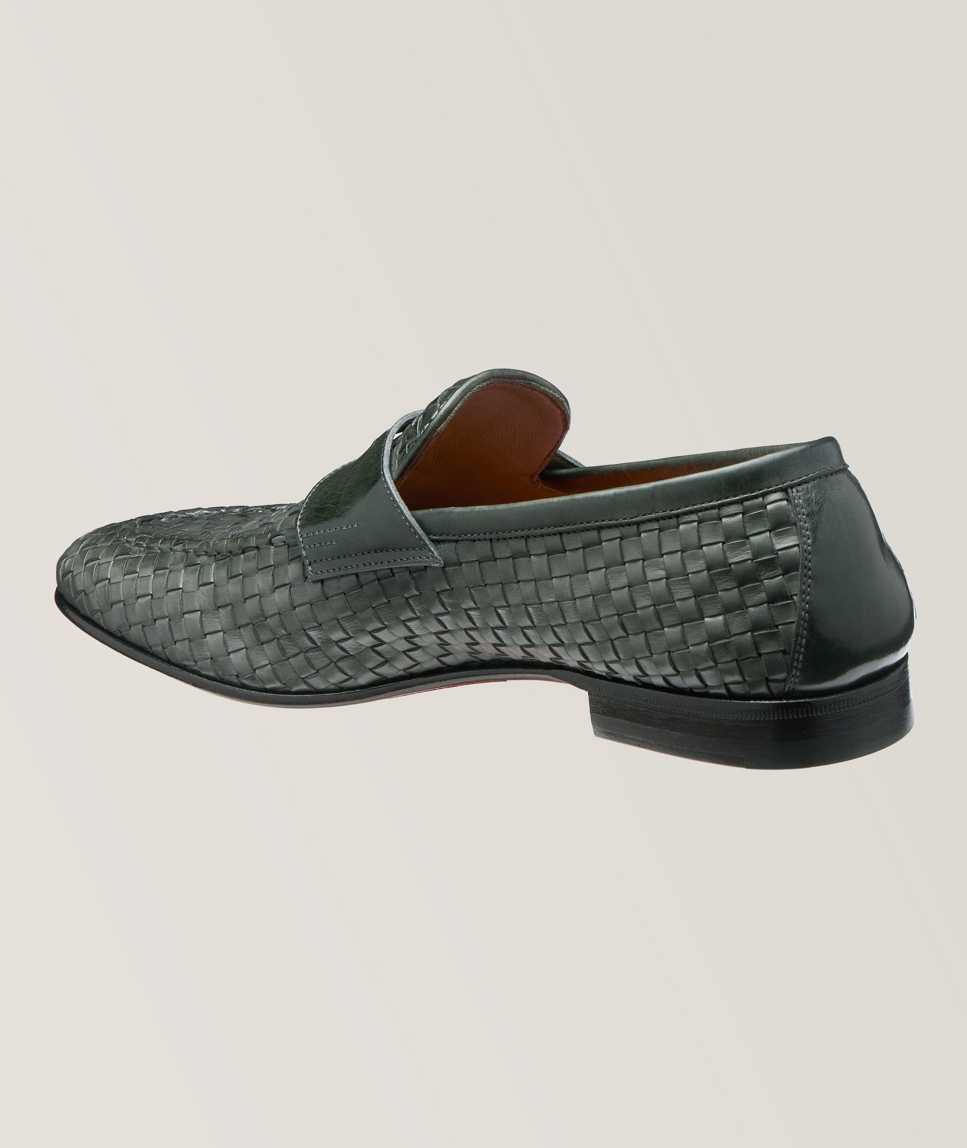 Carlos Woven Leather Penny Loafers image 1