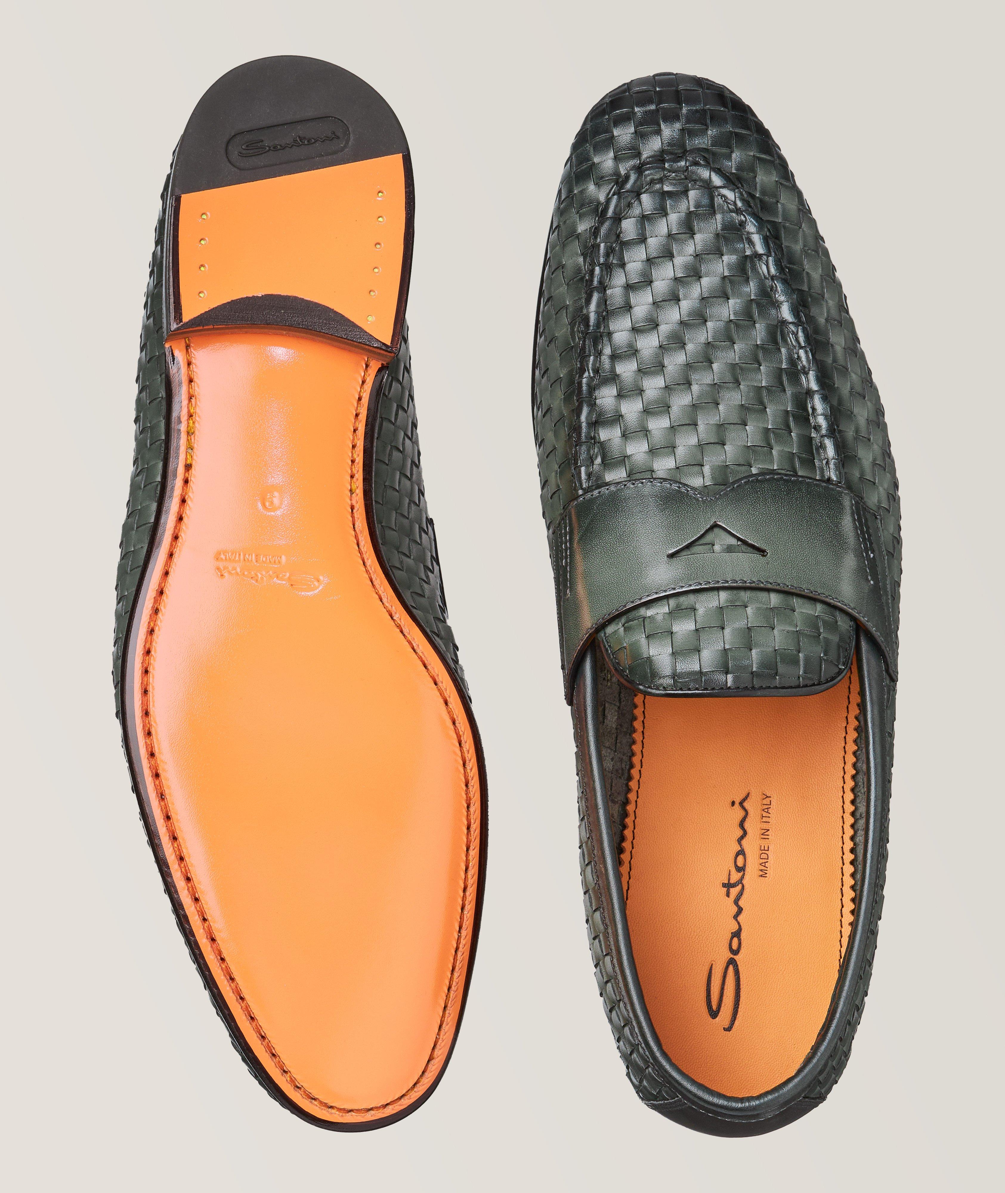 Carlos Woven Leather Penny Loafers image 4