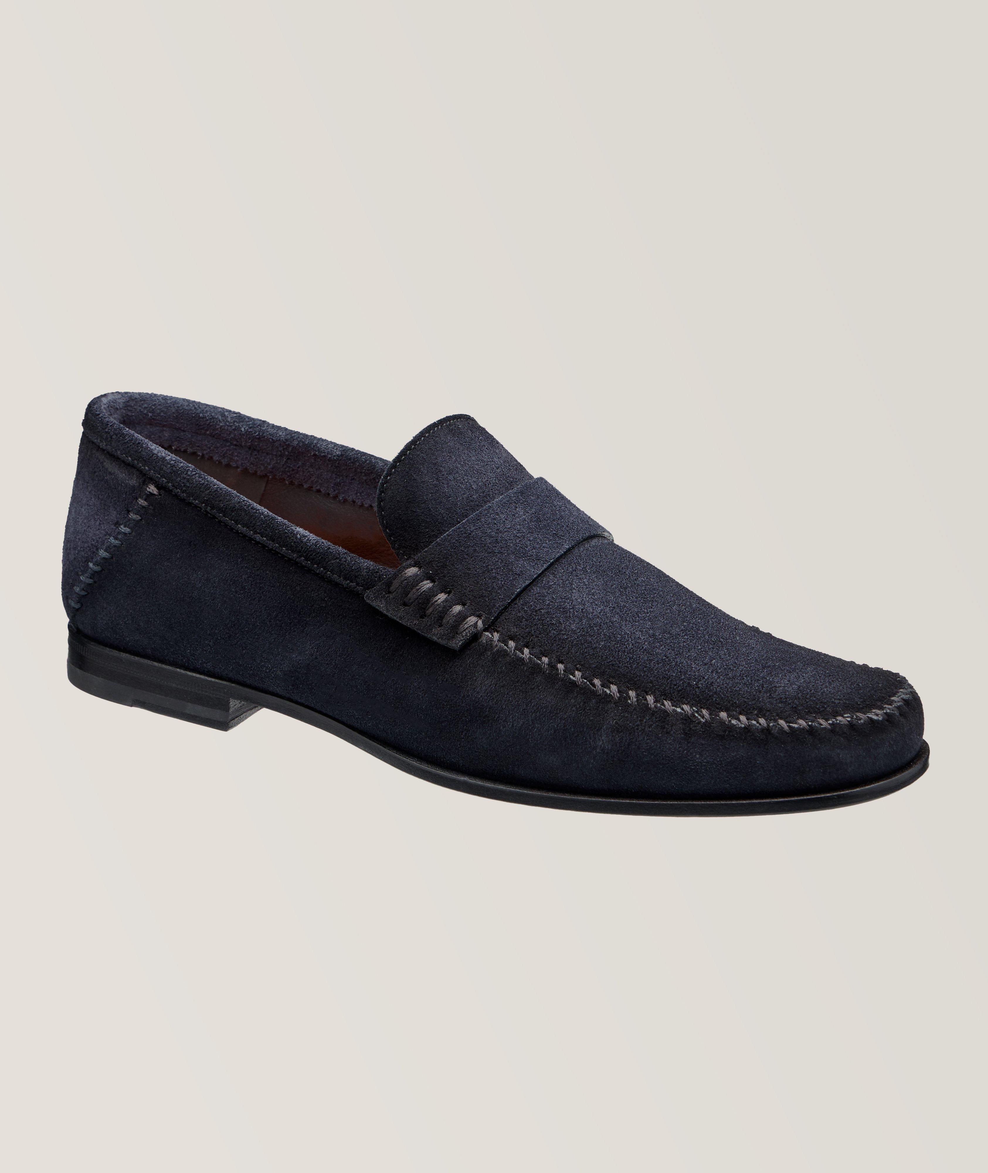 Santoni Paine Suede Leather Banded Loafers