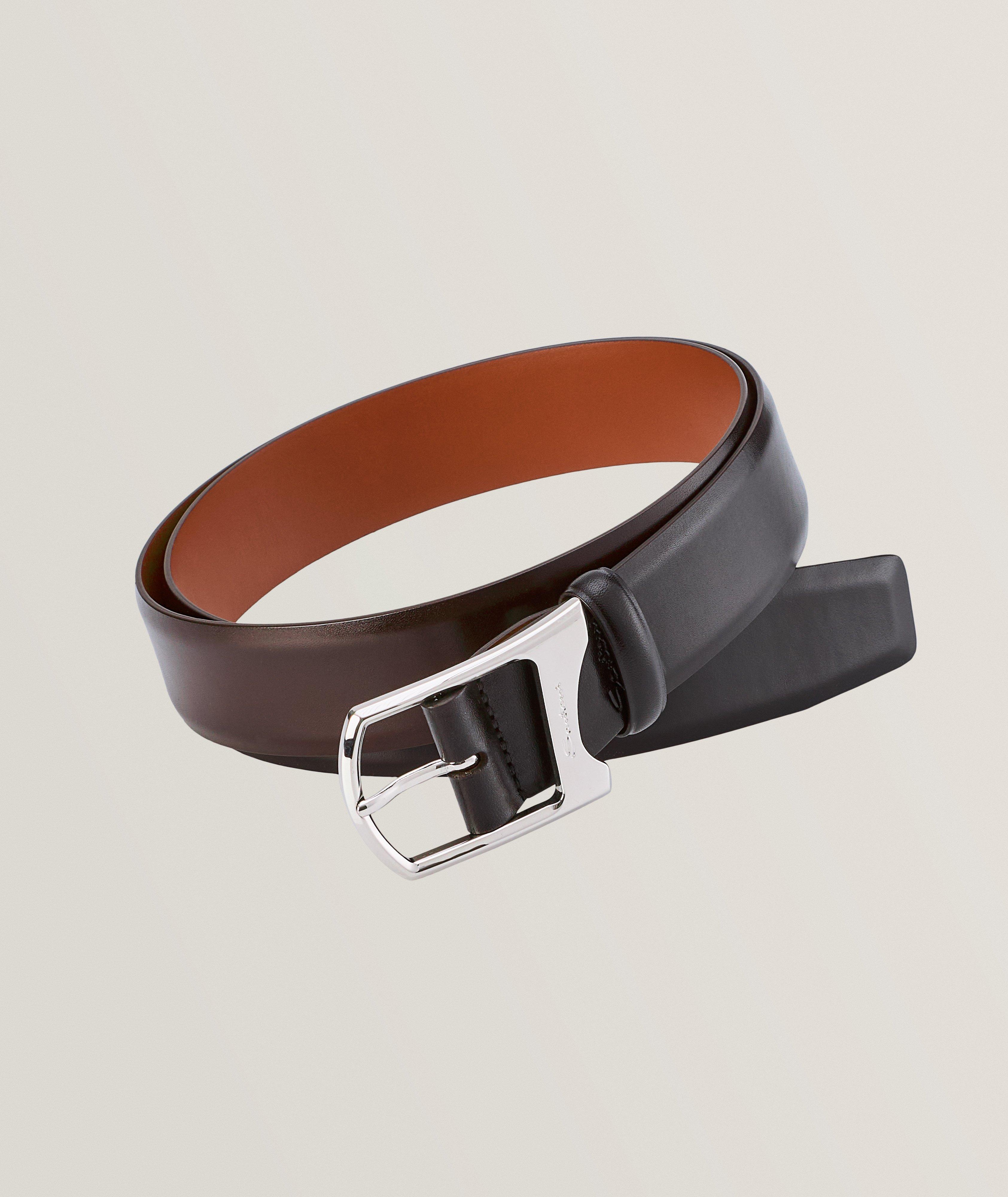 Asymmetric Buckle Leather Belt  image 0