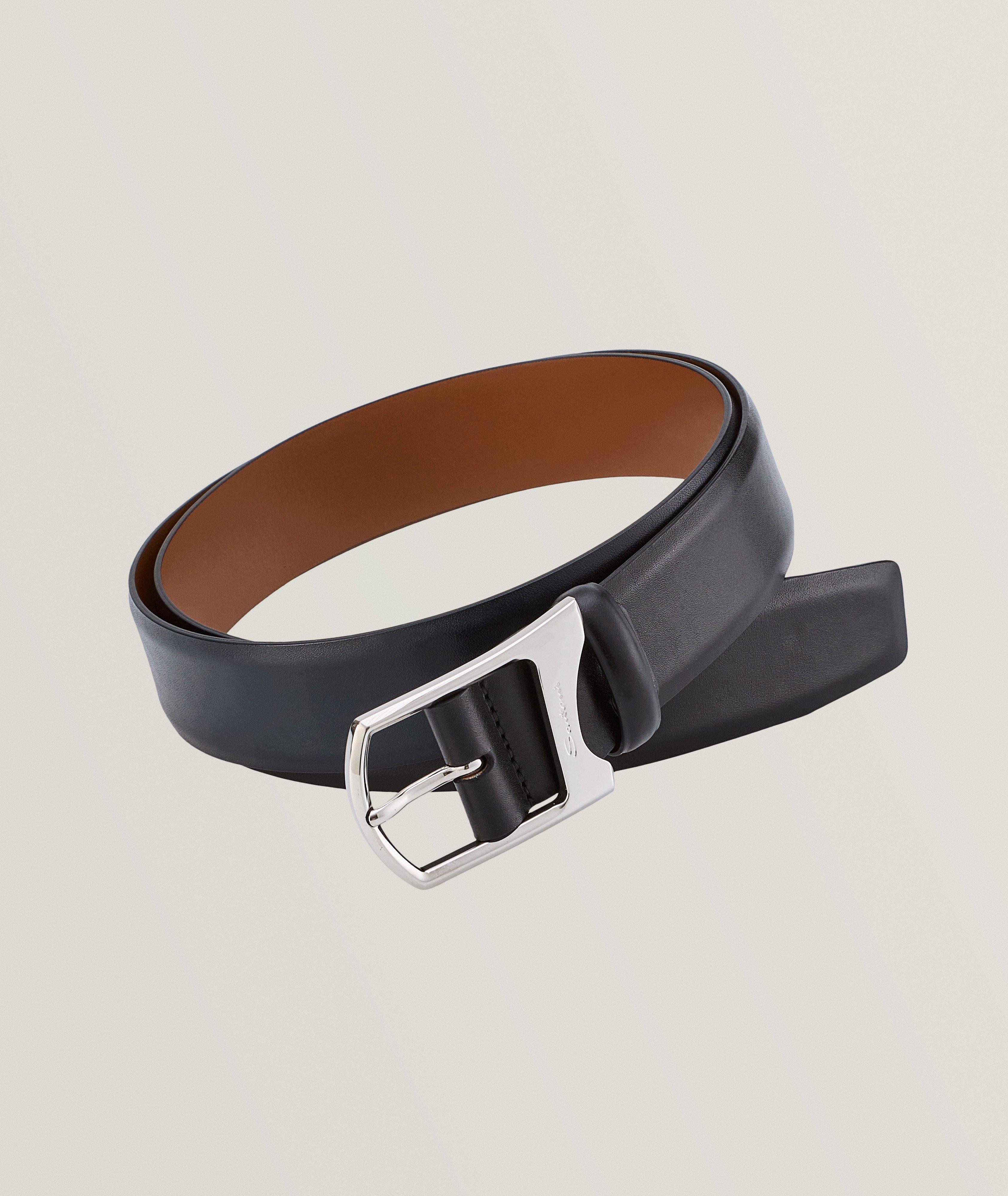 Asymmetrical Buckle Leather Belt