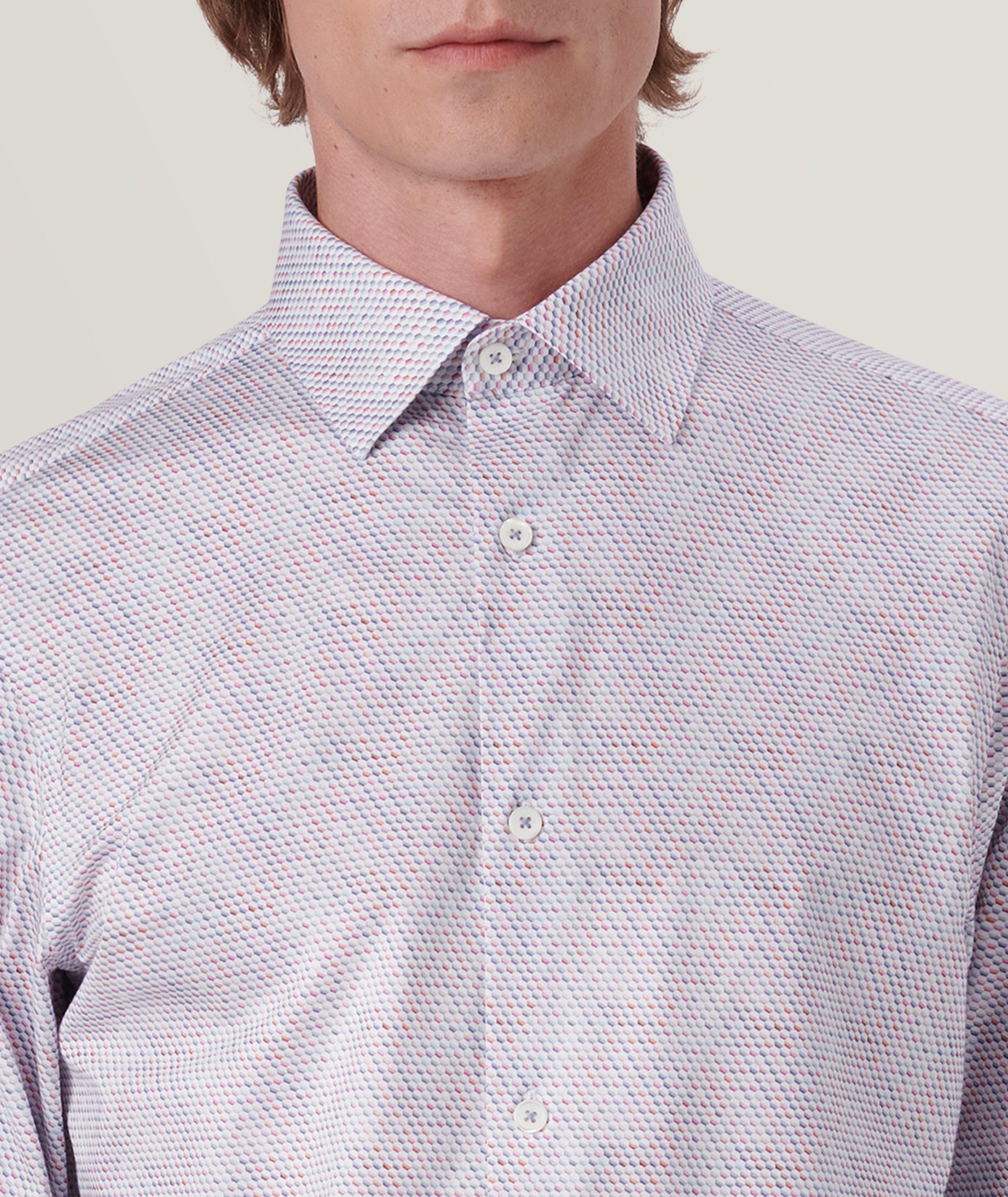 James Honeycomb Print Stretch-OoohCotton Sport Shirt image 1