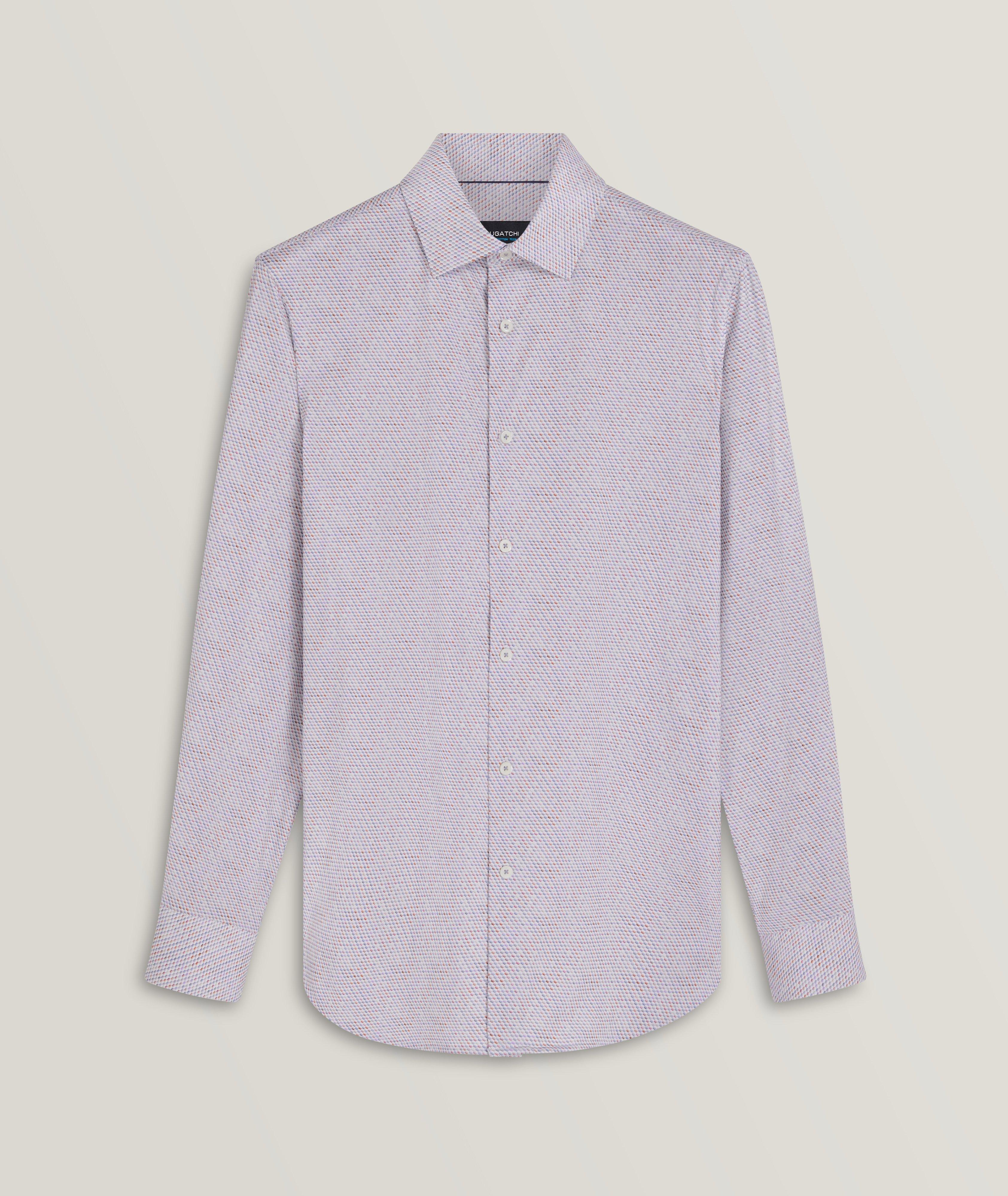 James Honeycomb Print Stretch-OoohCotton Sport Shirt image 0