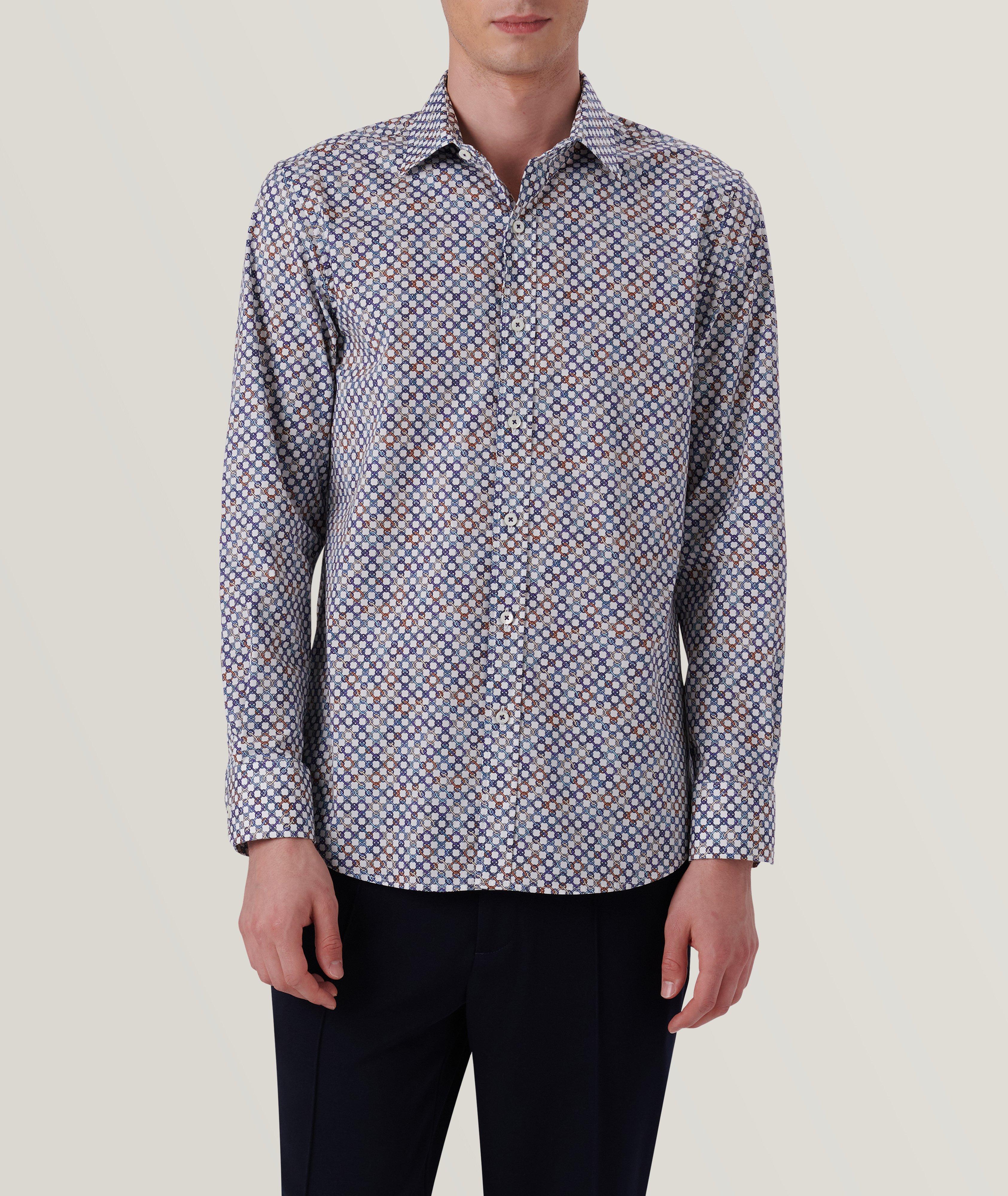 Julian Geometric Stretch-Cotton Sport Shirt image 2