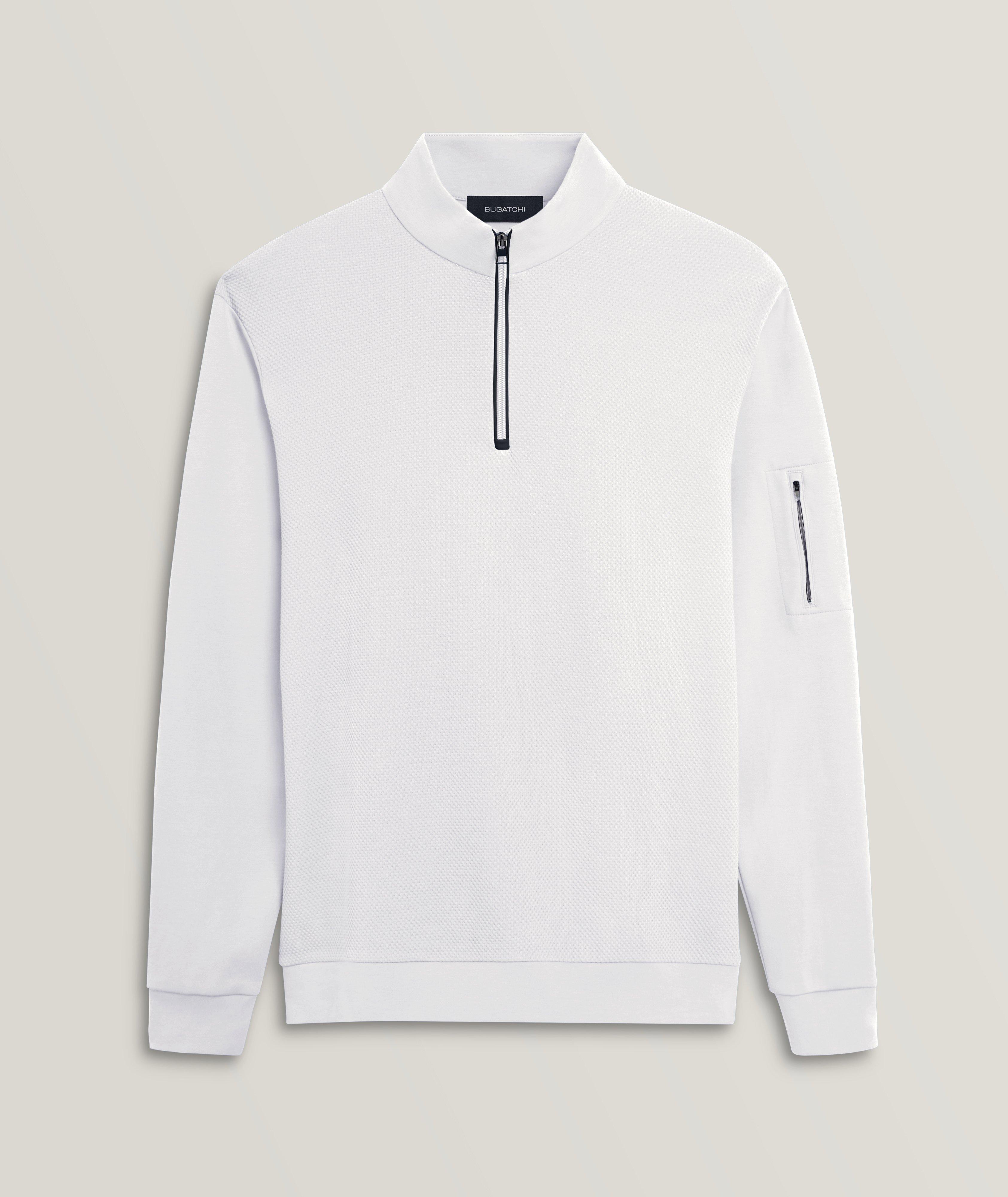 Solid Quarter Zip Cotton Pullover image 0