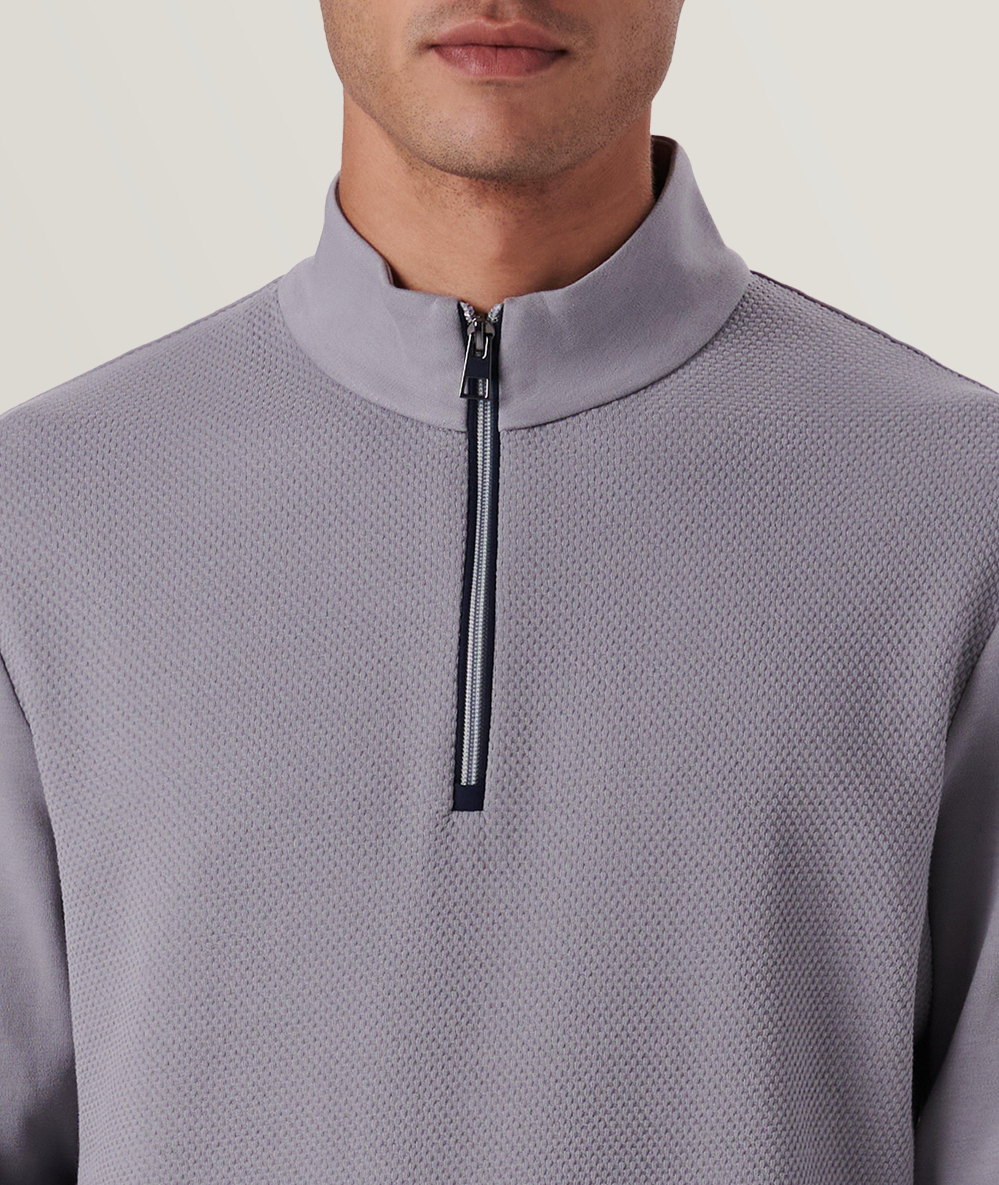 Solid Quarter Zip Cotton Pullover image 1