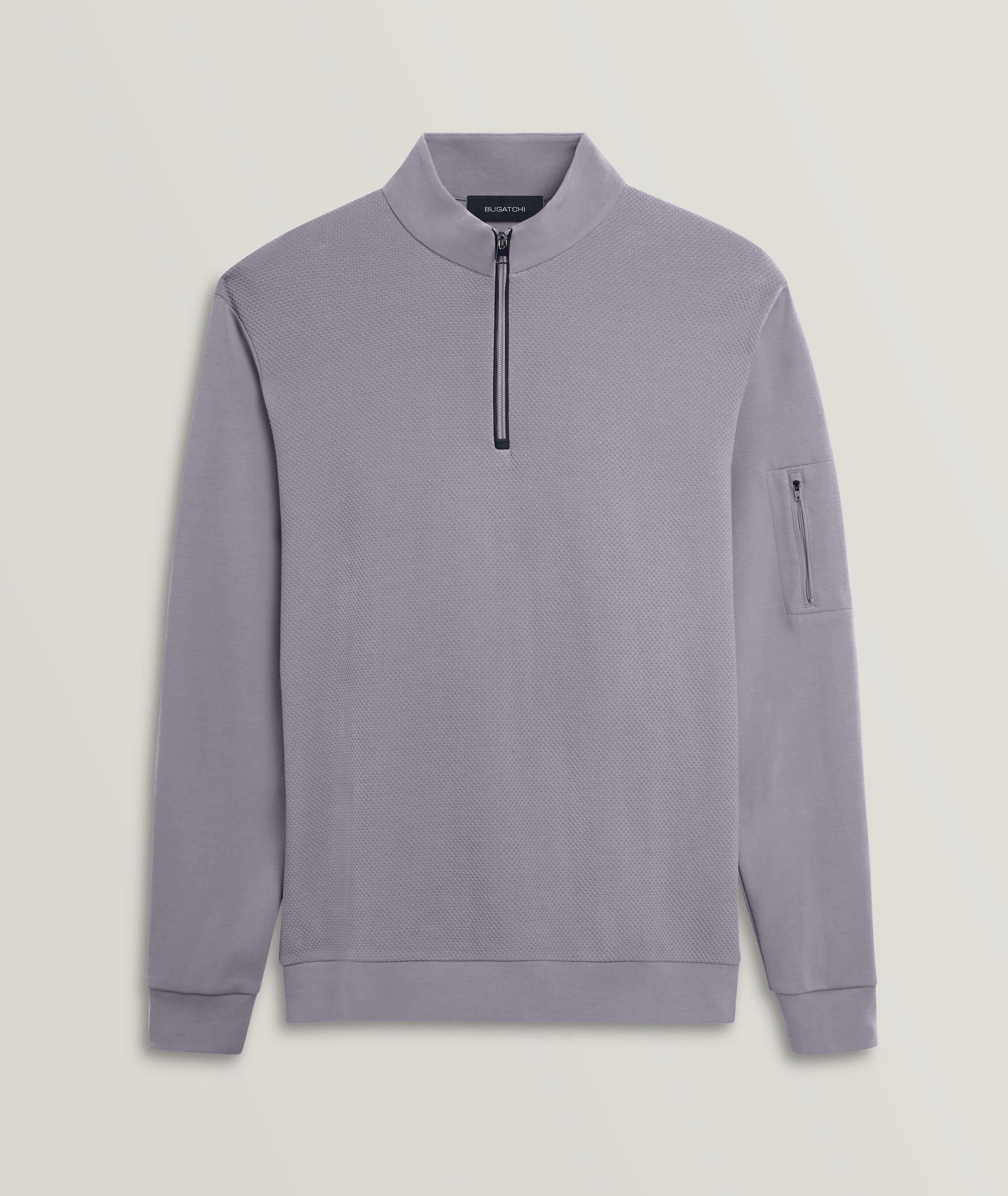 Solid Quarter Zip Cotton Pullover image 0