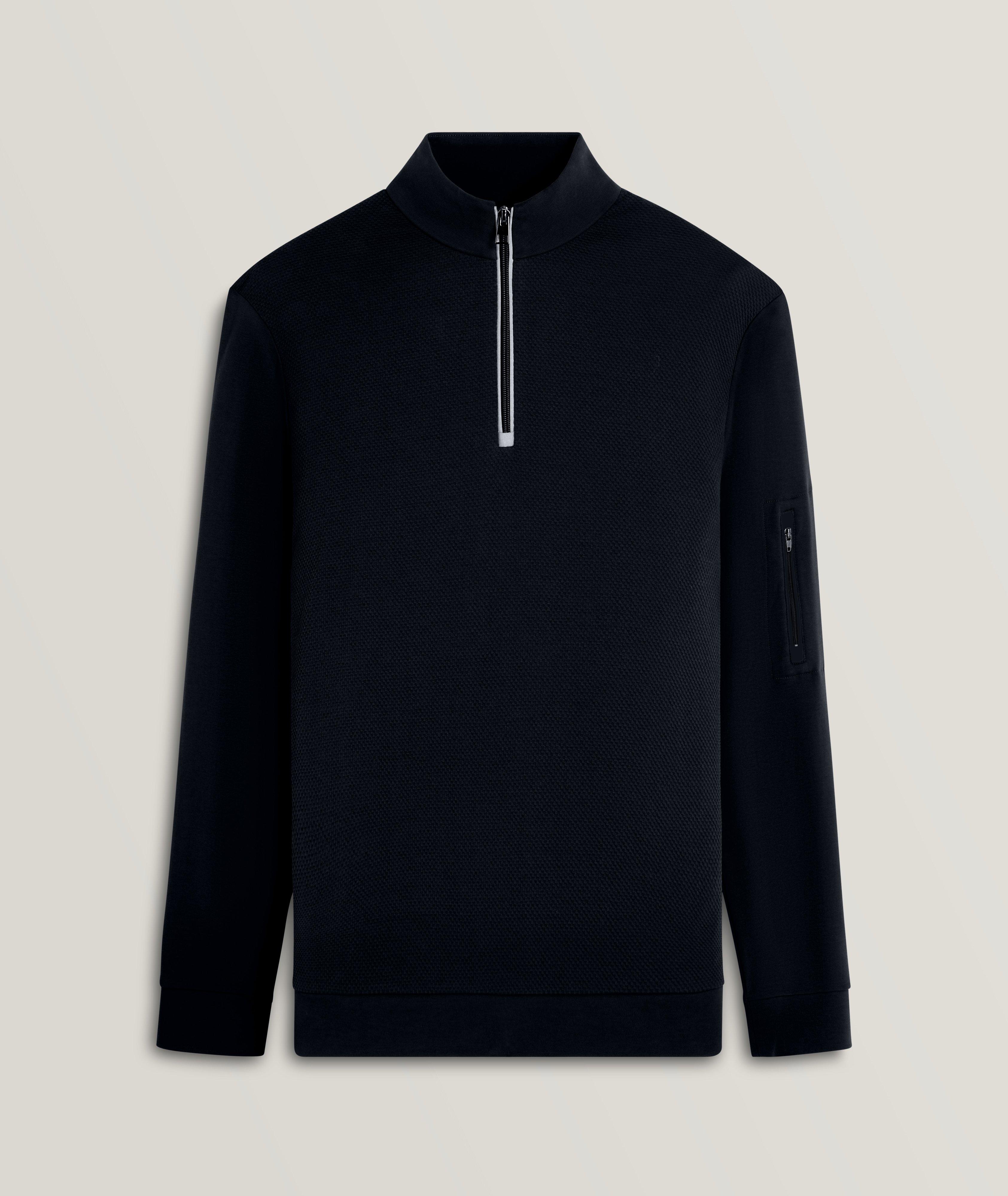 Solid Quarter Zip Cotton Pullover image 0