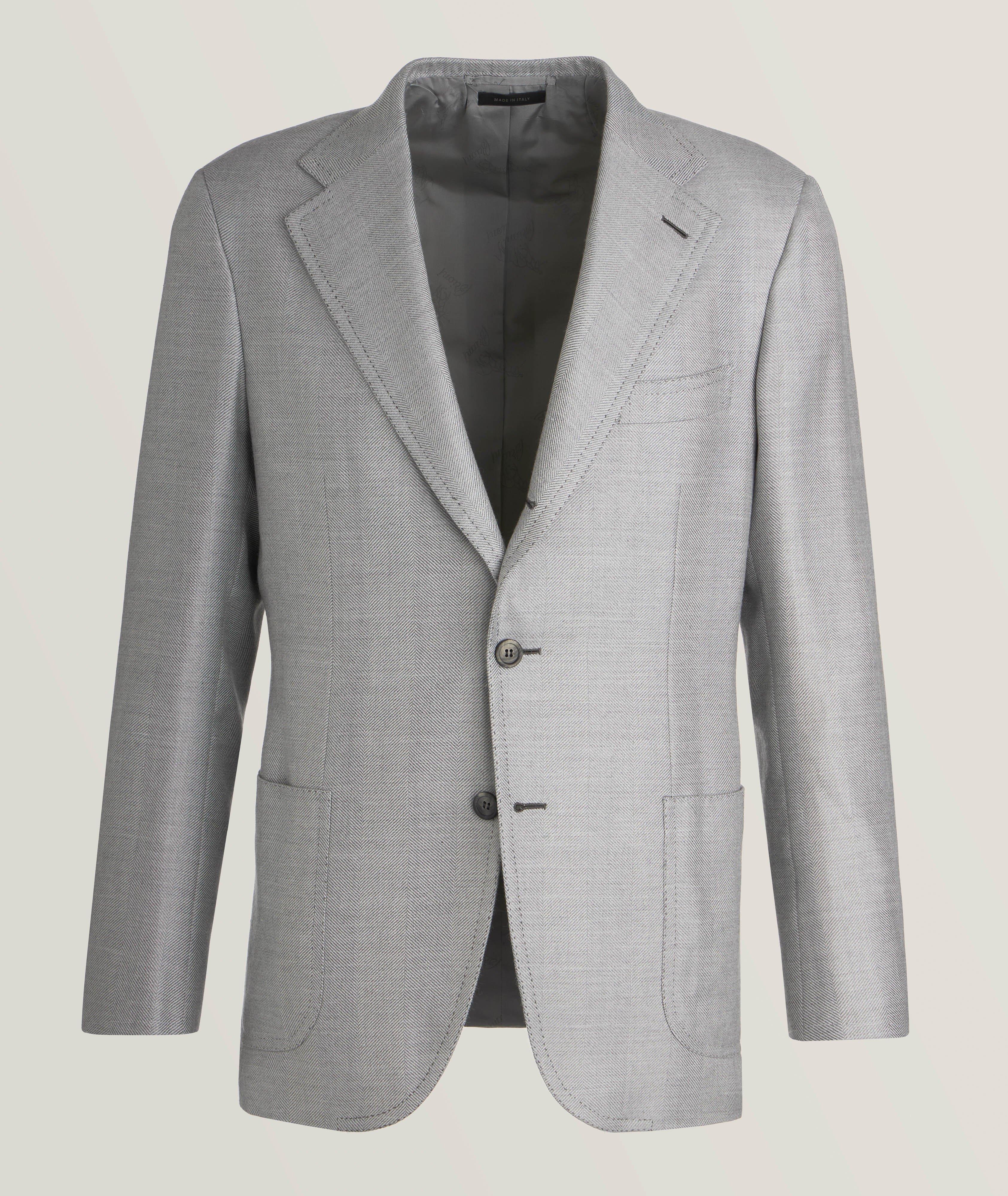 Amalfi Herringbone Cashmere-Silk Sport Jacket