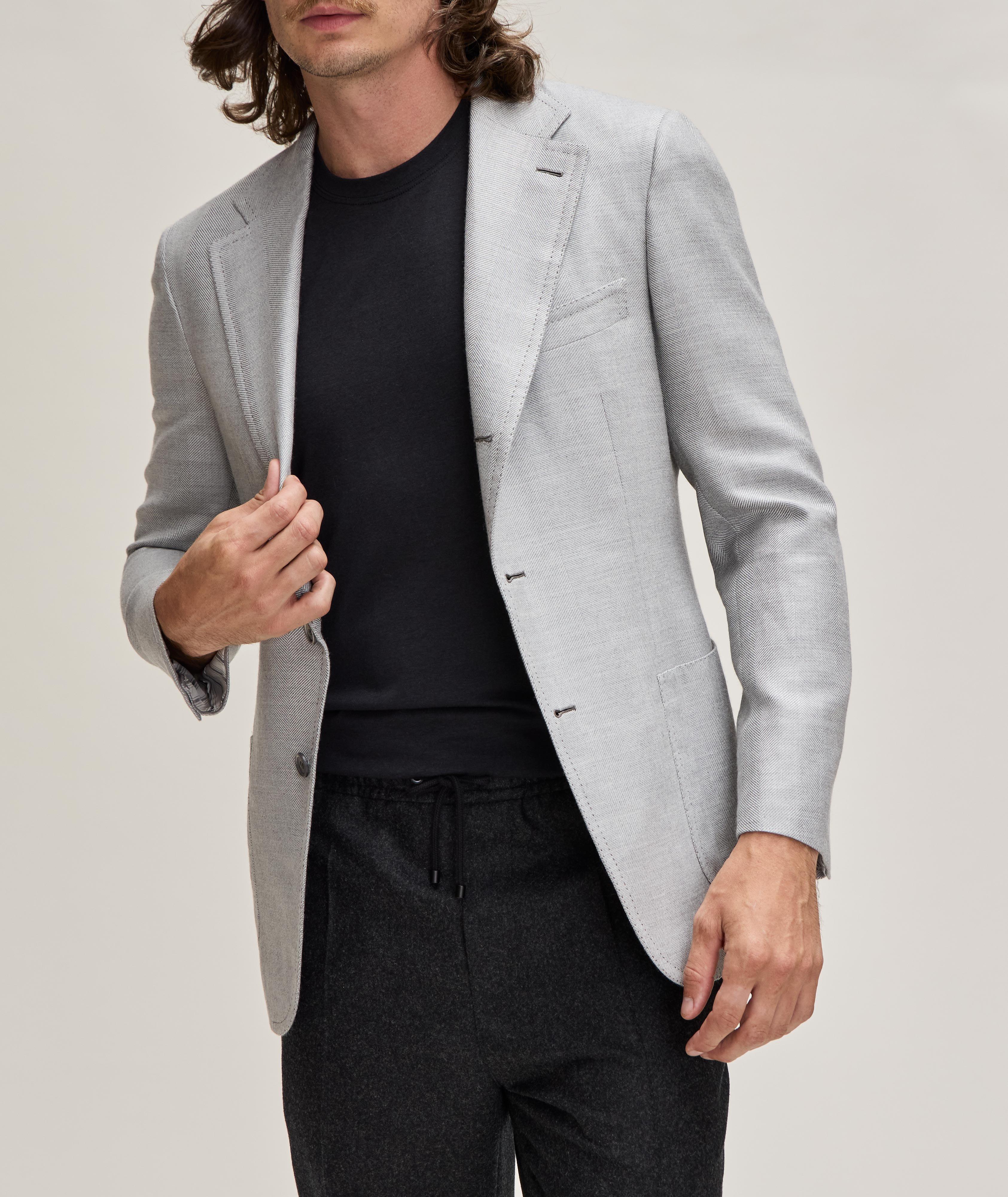 Amalfi Herringbone Cashmere-Silk Sport Jacket image 1