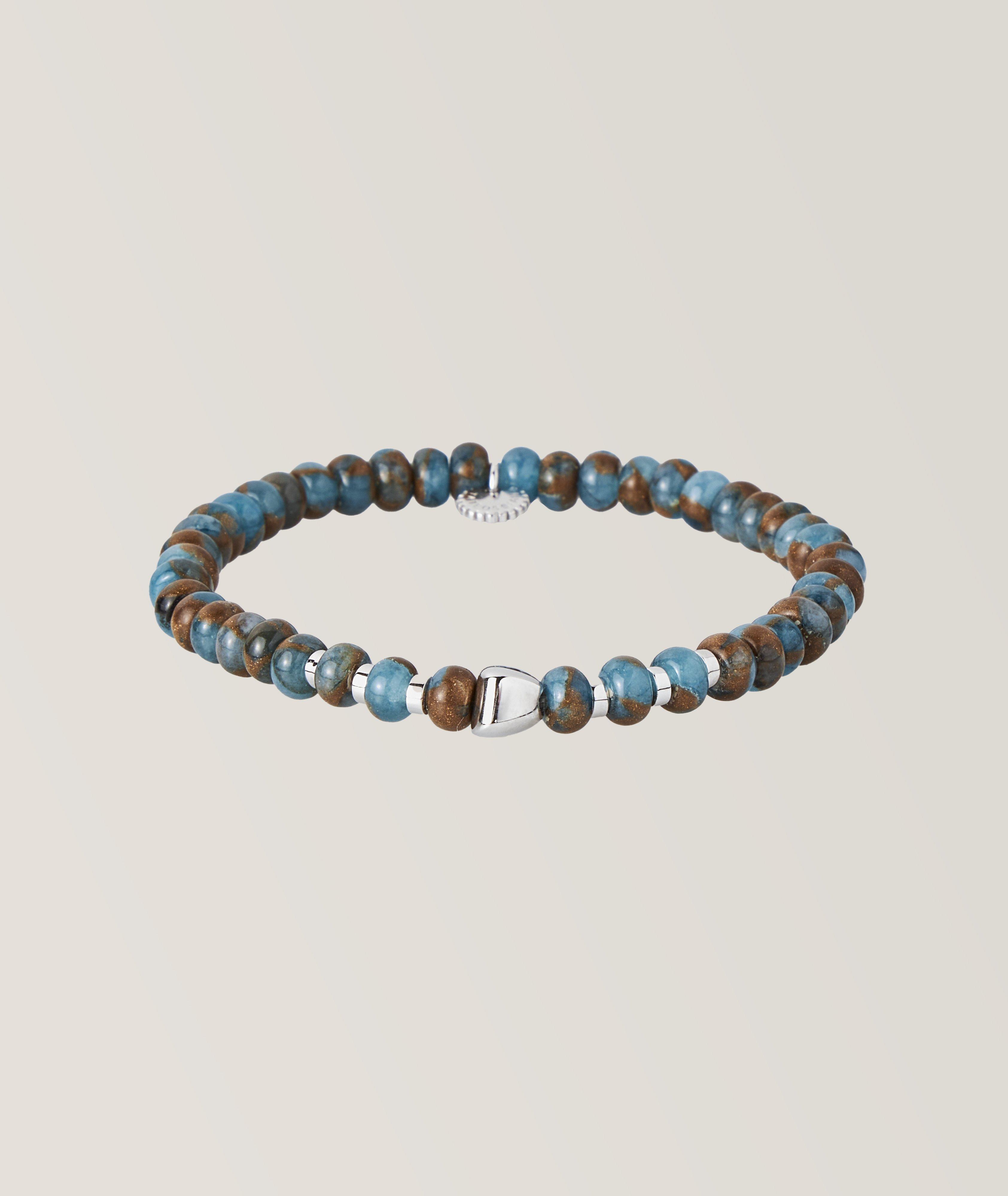 Bracelet de billes de jaspe bleu image 0