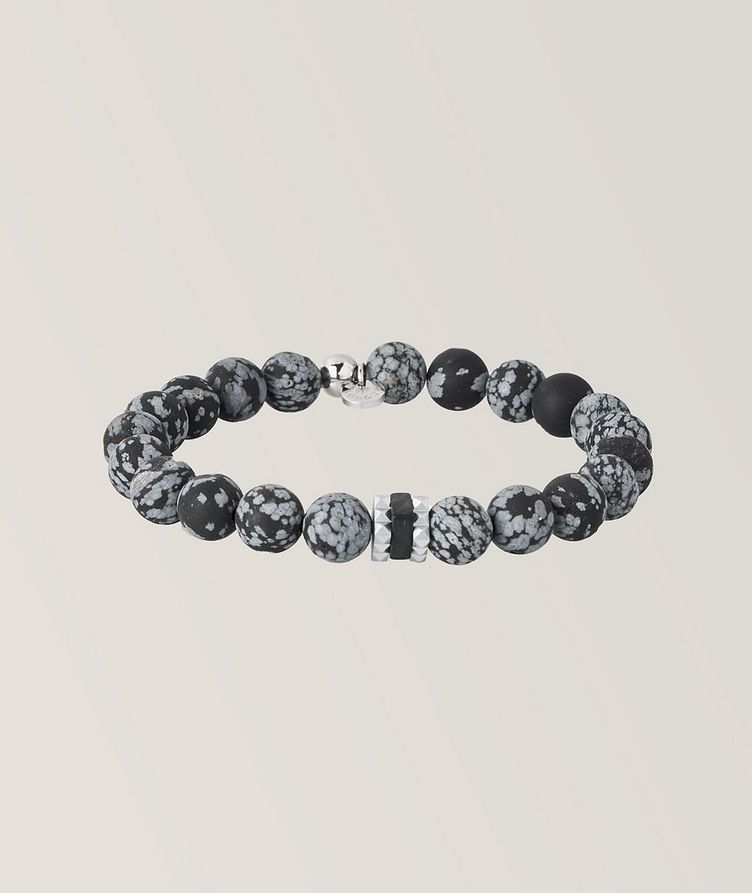 Bracelet de billes d’obsidienne « flocon de neige » image 1