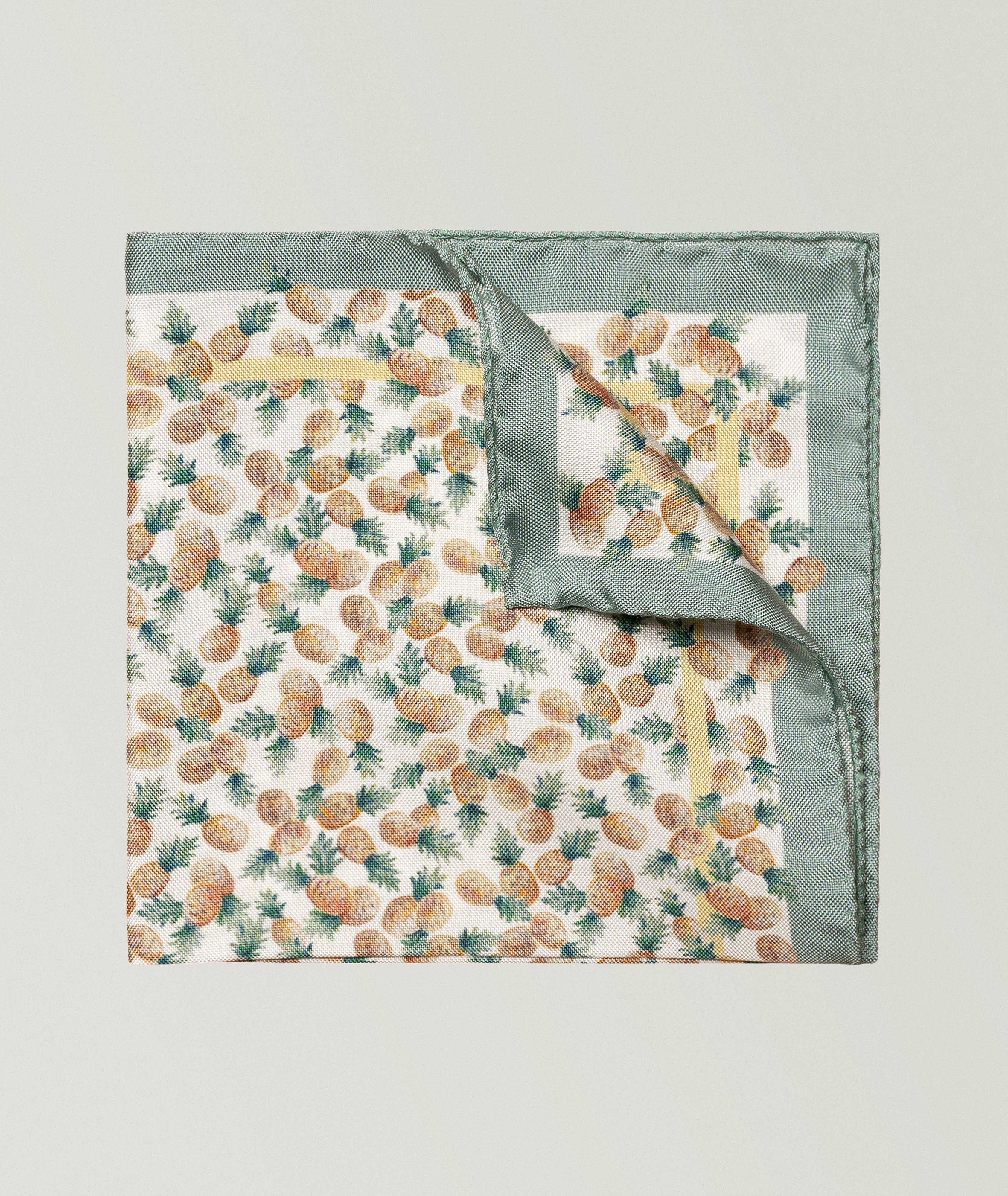 Mouchoir de poche en soie à motif d’ananas image 0