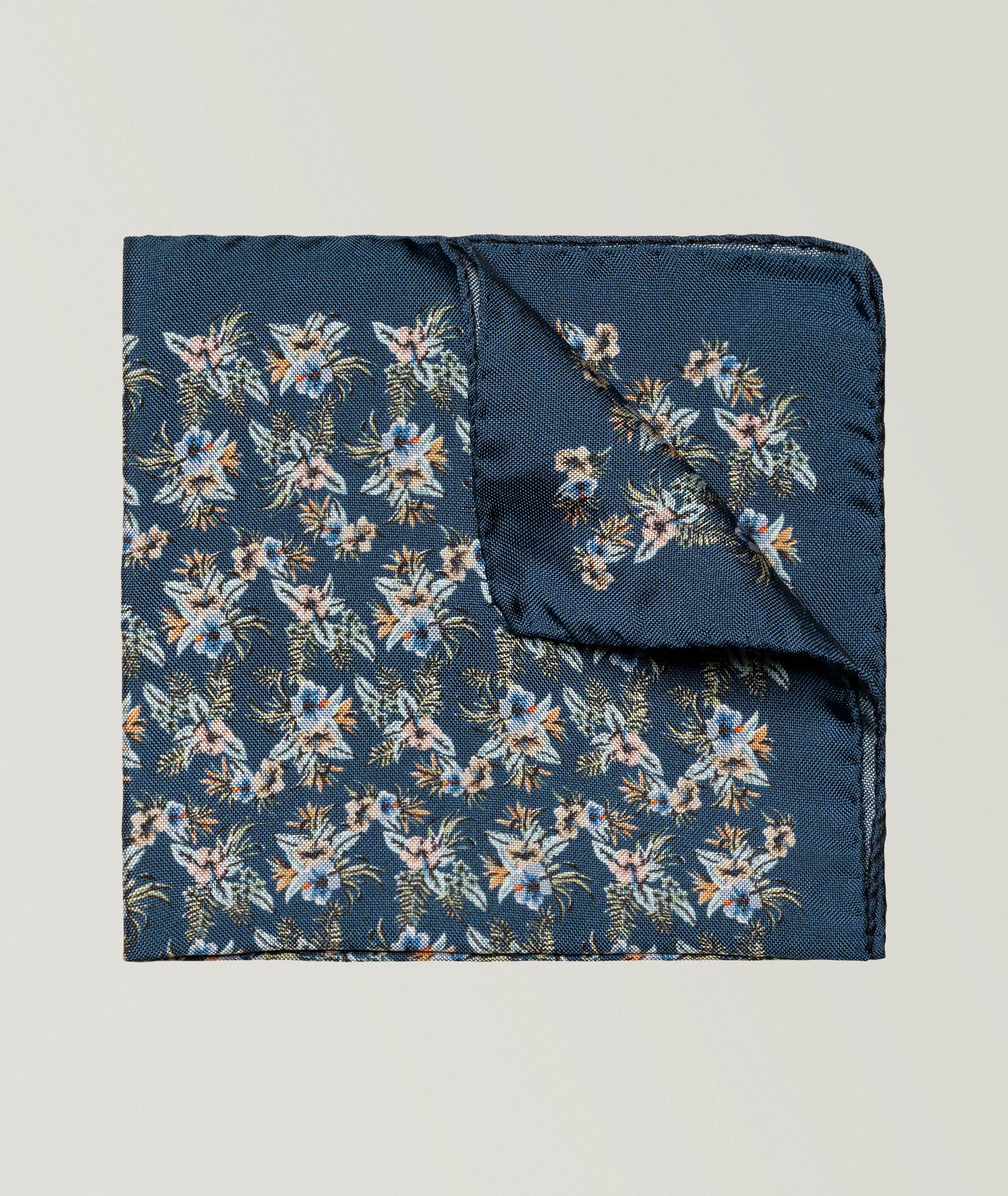 Mouchoir de poche en soie à motif floral image 0