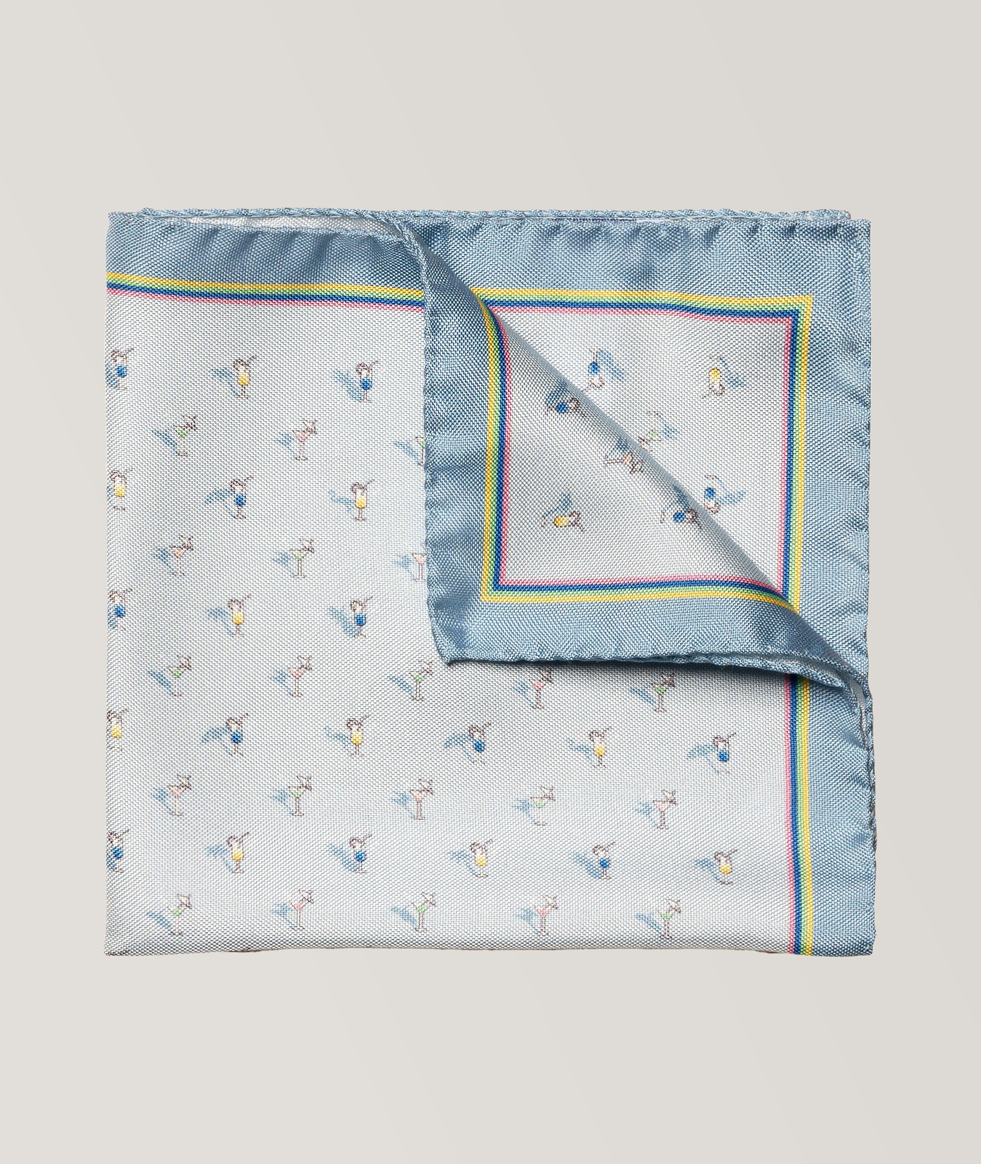 Cocktail Print Silk Pocket Square