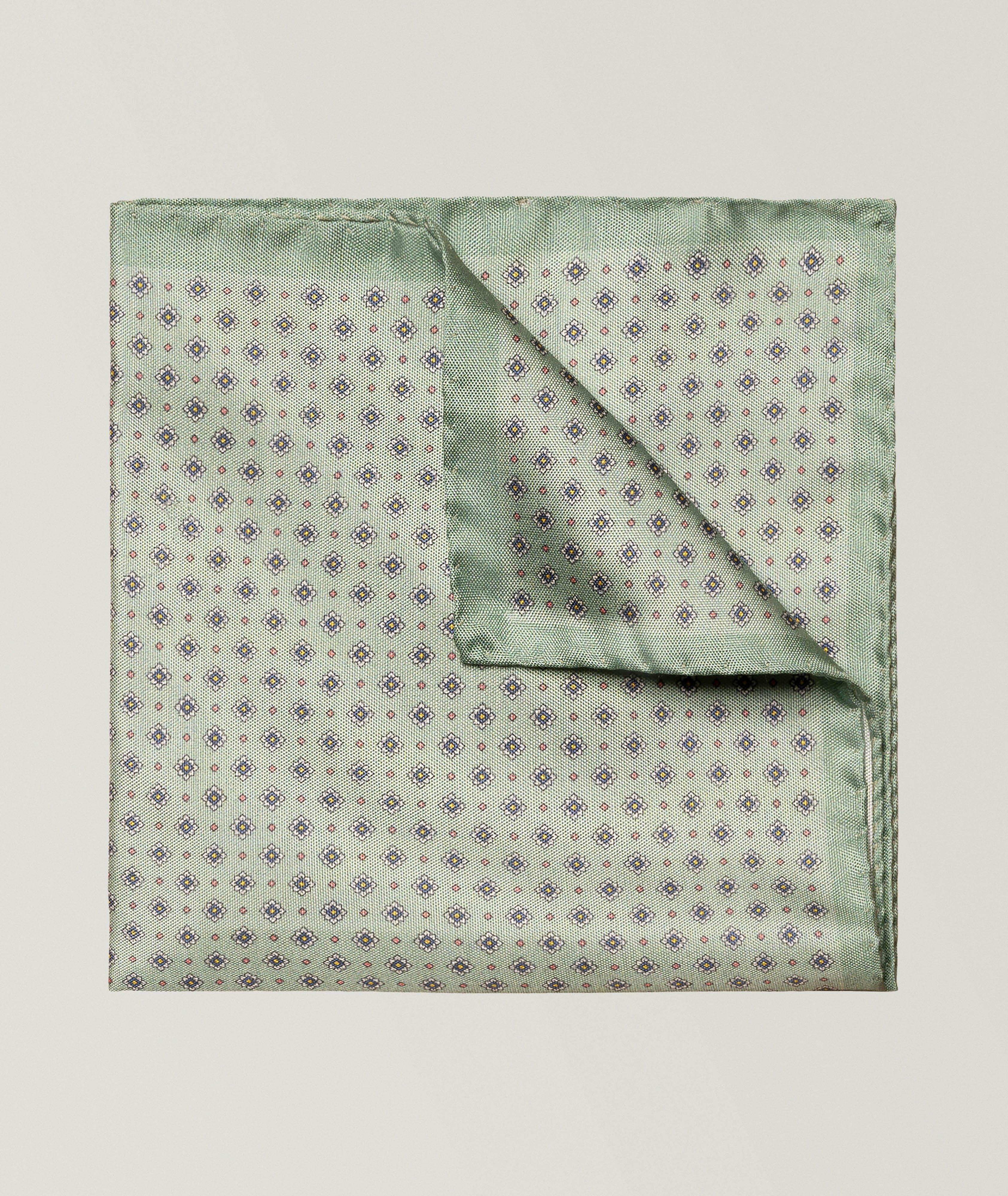 Floral Tussah Silk Pocket Square image 0