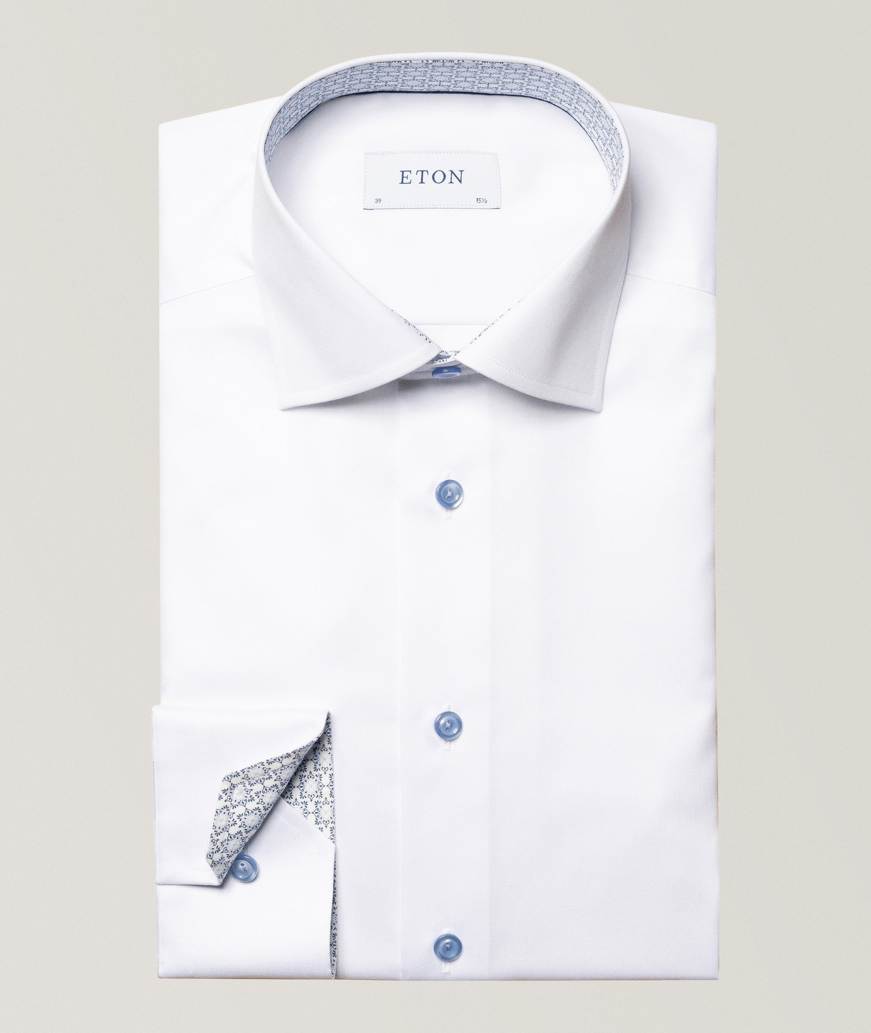 Slim Fit Twill Shirt with Geometric Contrast Details image 0
