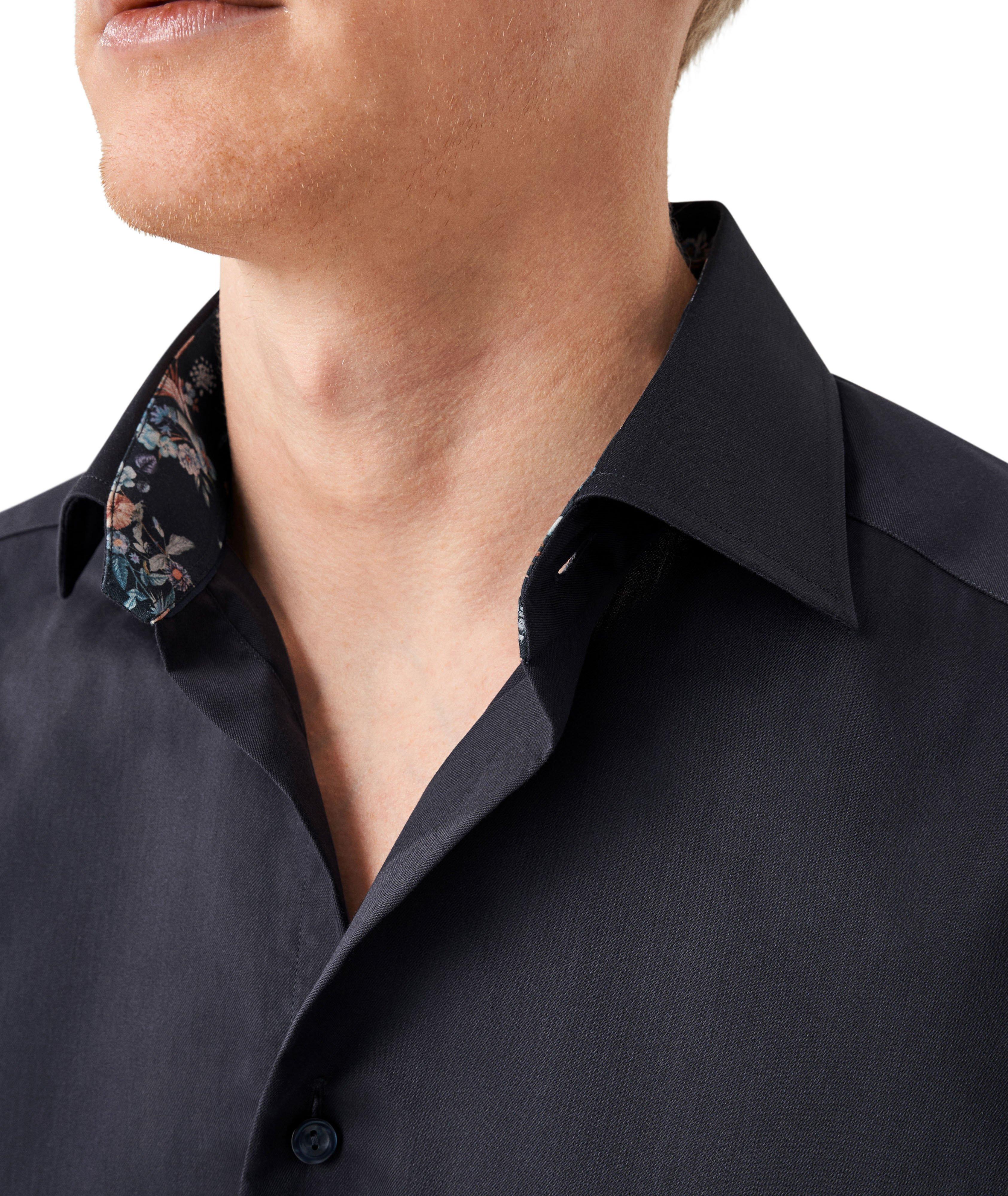Slim Fit Twill Shirt with Floral Contrast Detail