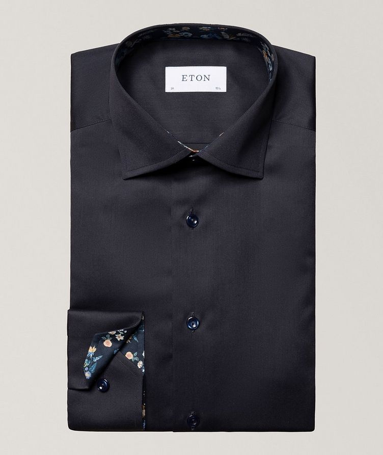 Slim Fit Twill Shirt with Floral Contrast Detail image 0