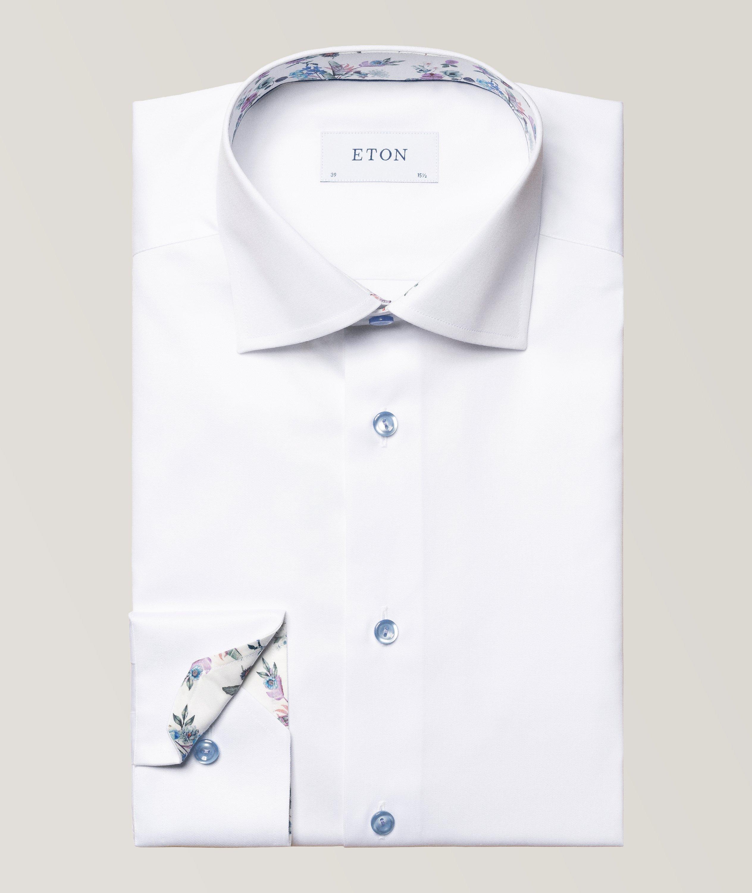 Contemporary Fit Signature Twill Floral Trim Dress Shirt image 0