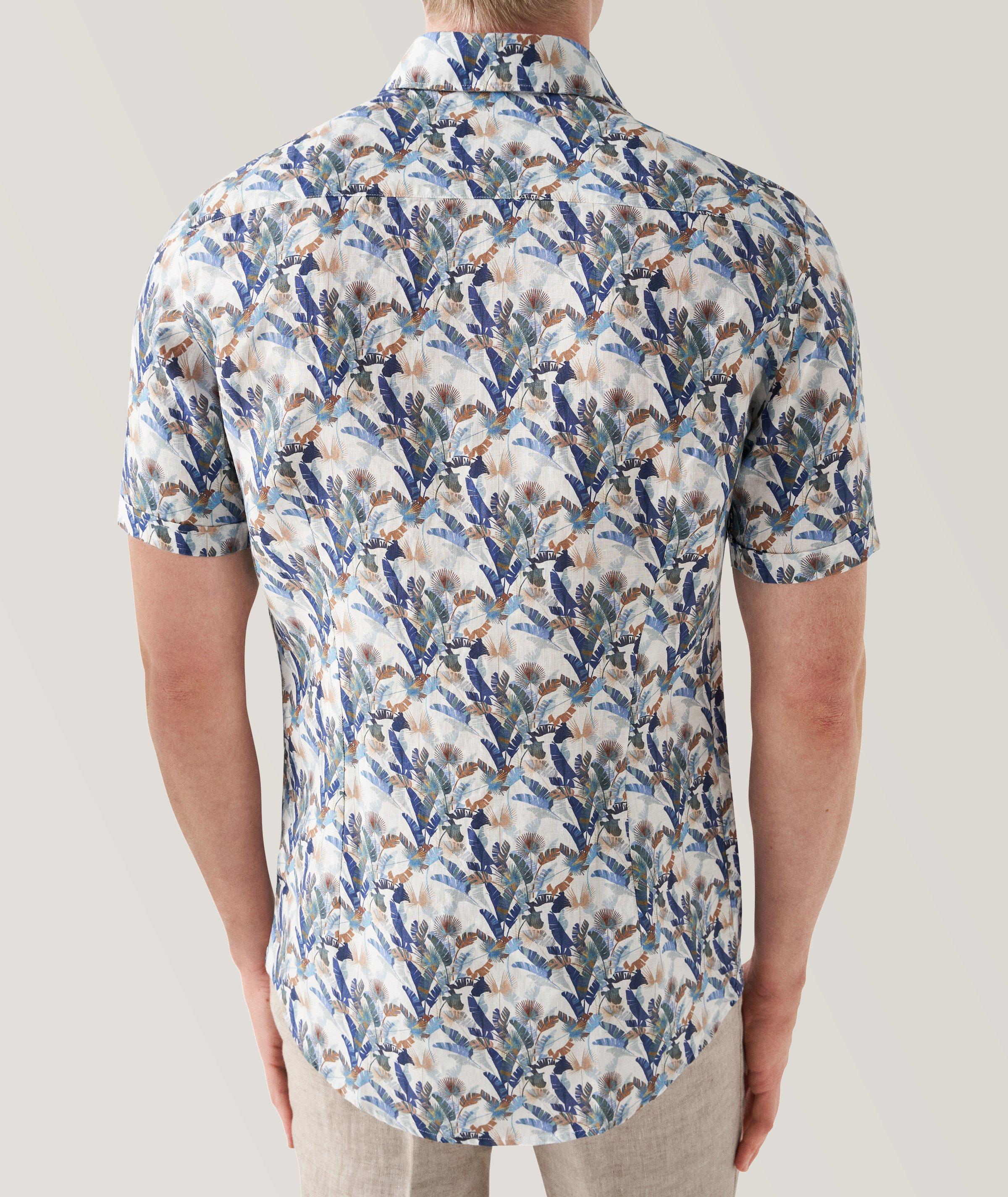 Slim-Fit Palm Print Linen Shirt image 2