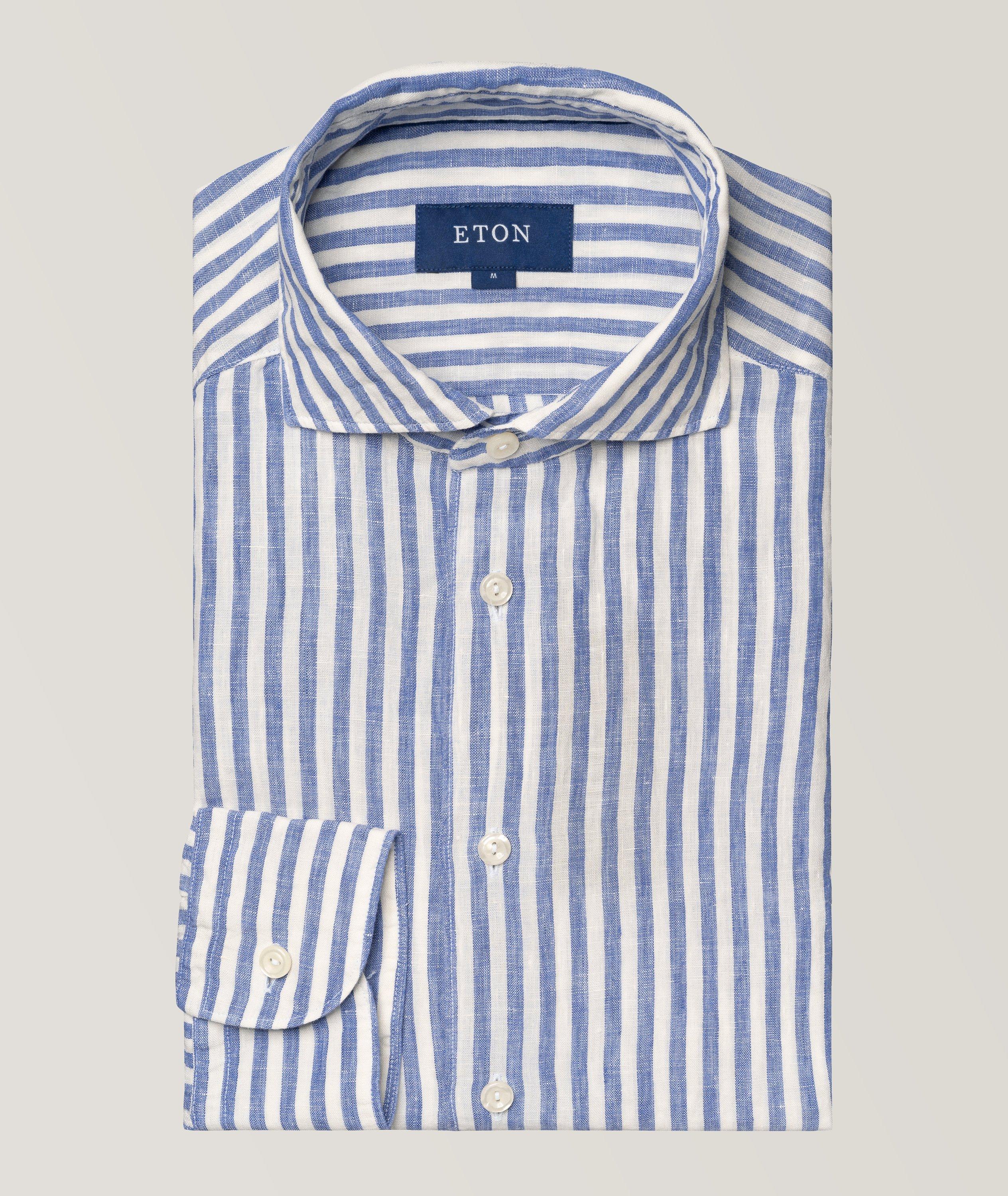 Slim-Fit Striped Linen Shirt image 0