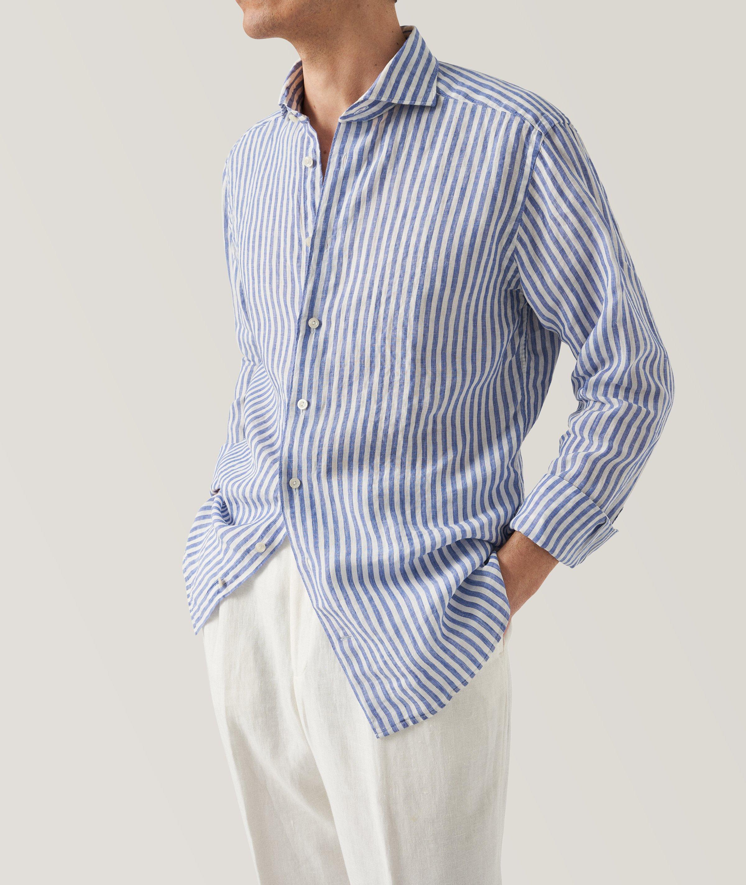 Slim-Fit Striped Linen Shirt image 1