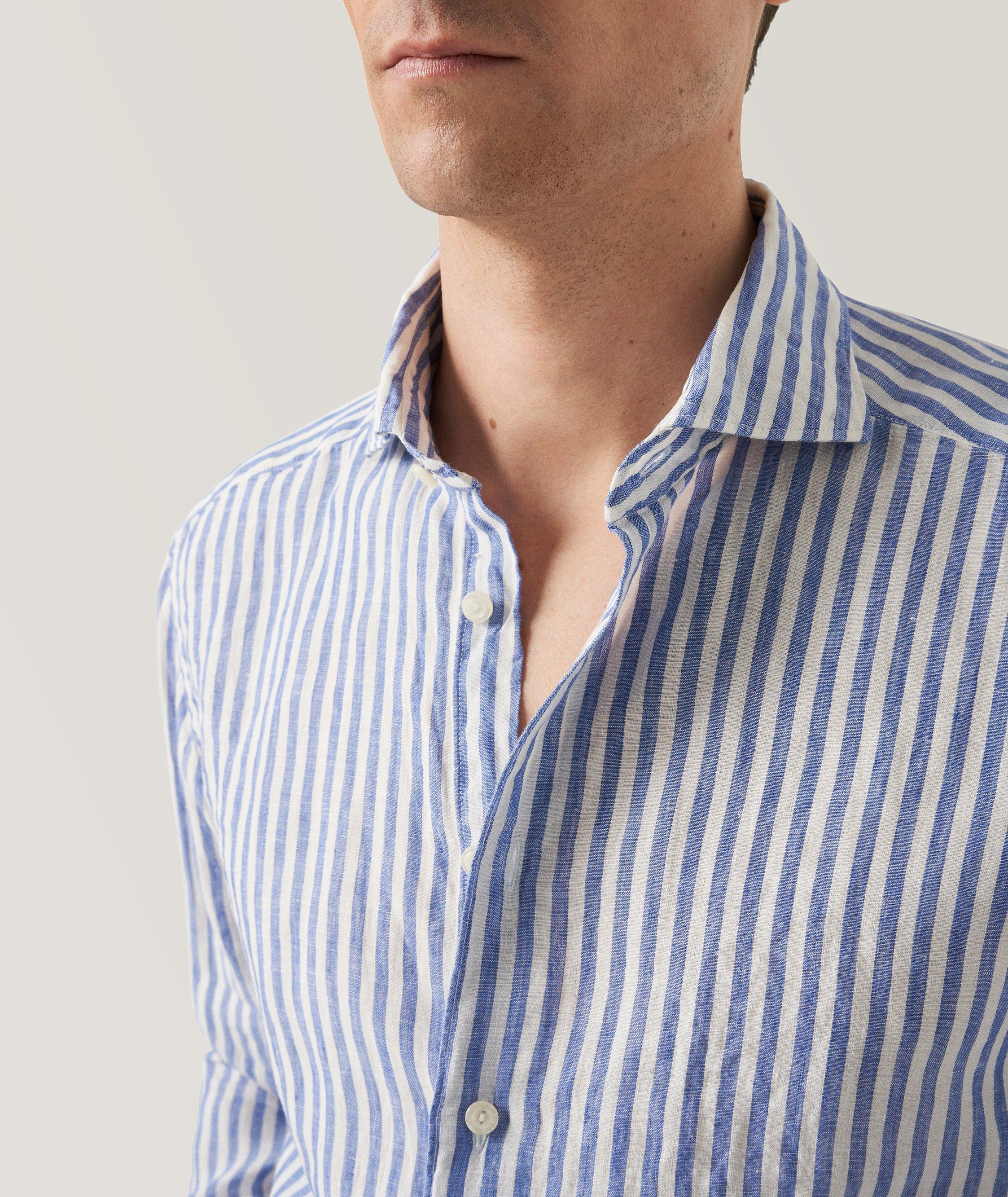 Slim-Fit Striped Linen Shirt image 3