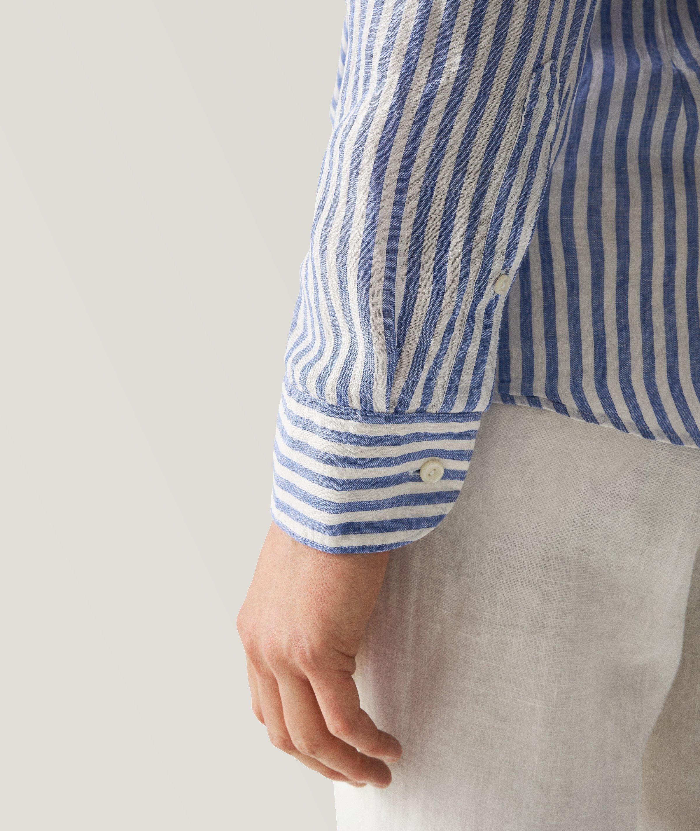 Slim-Fit Striped Linen Shirt image 4