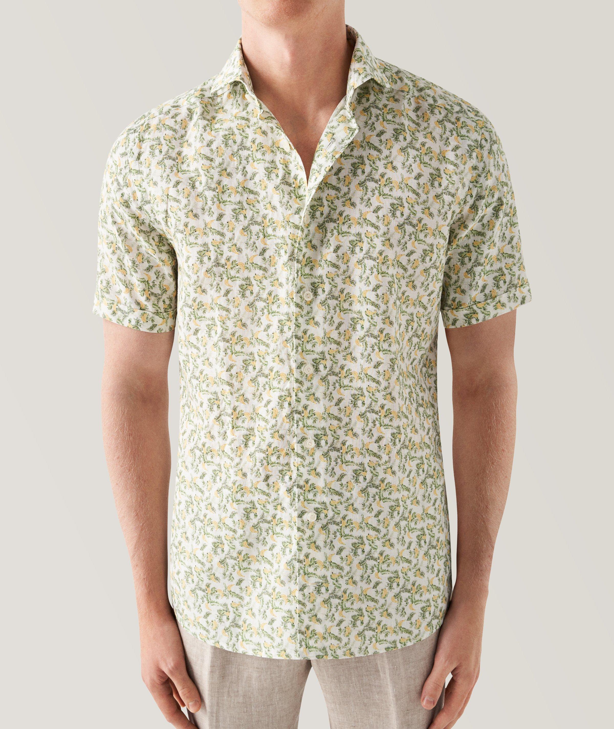 Contemporary-Fit Banana Print Linen Short Sleeve Shirt image 1
