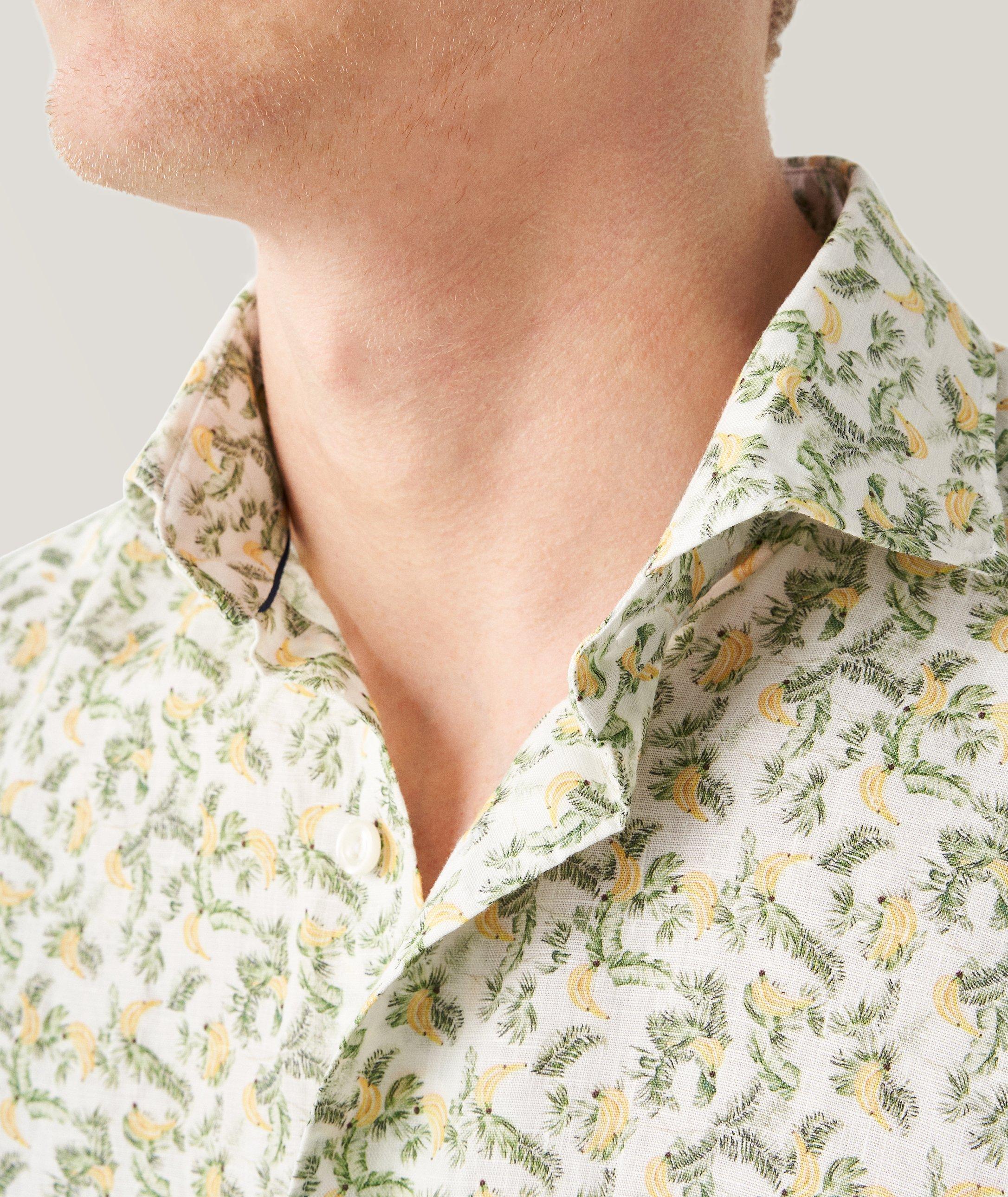 Contemporary-Fit Banana Print Linen Short Sleeve Shirt image 3