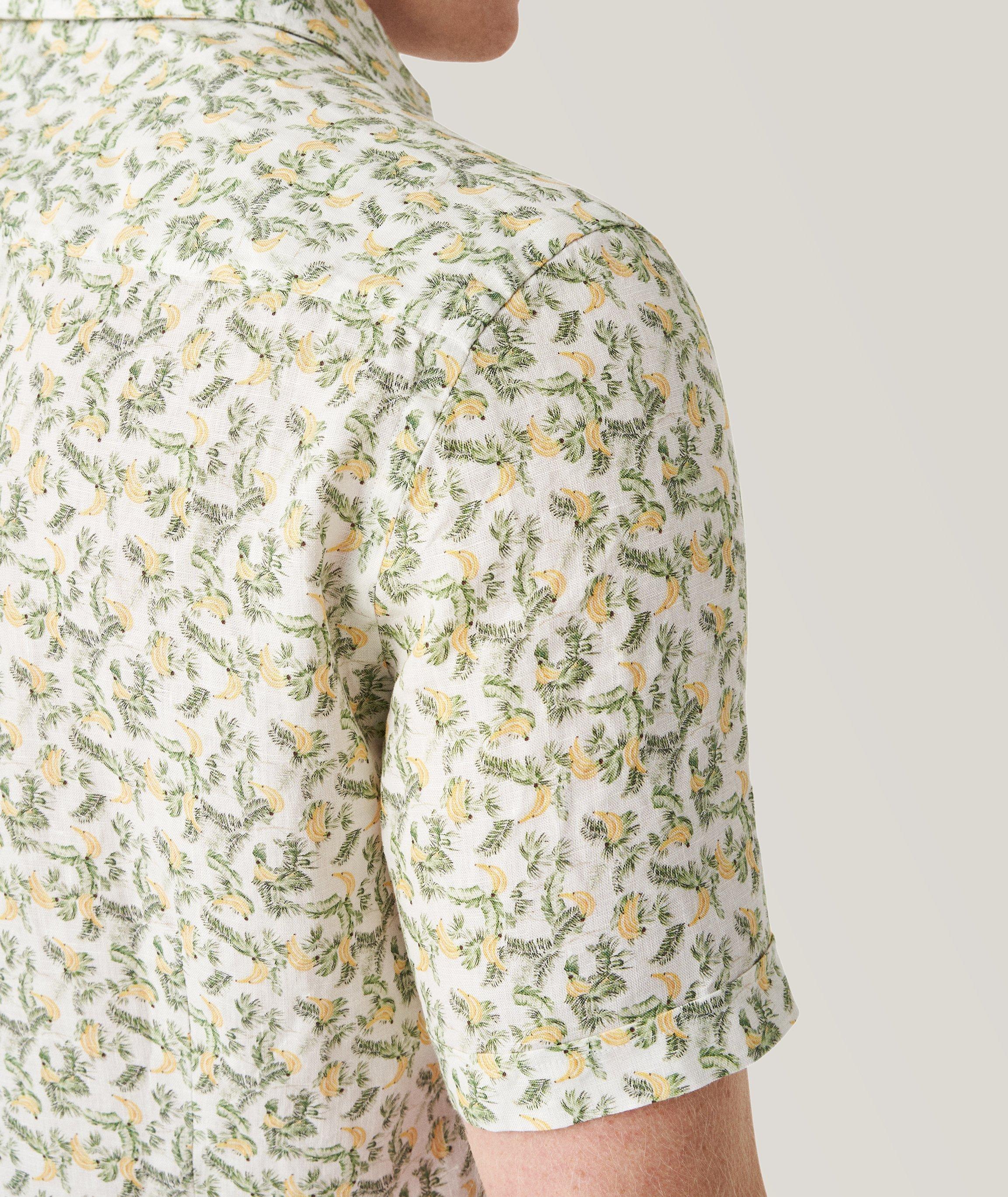 Contemporary-Fit Banana Print Linen Short Sleeve Shirt image 4
