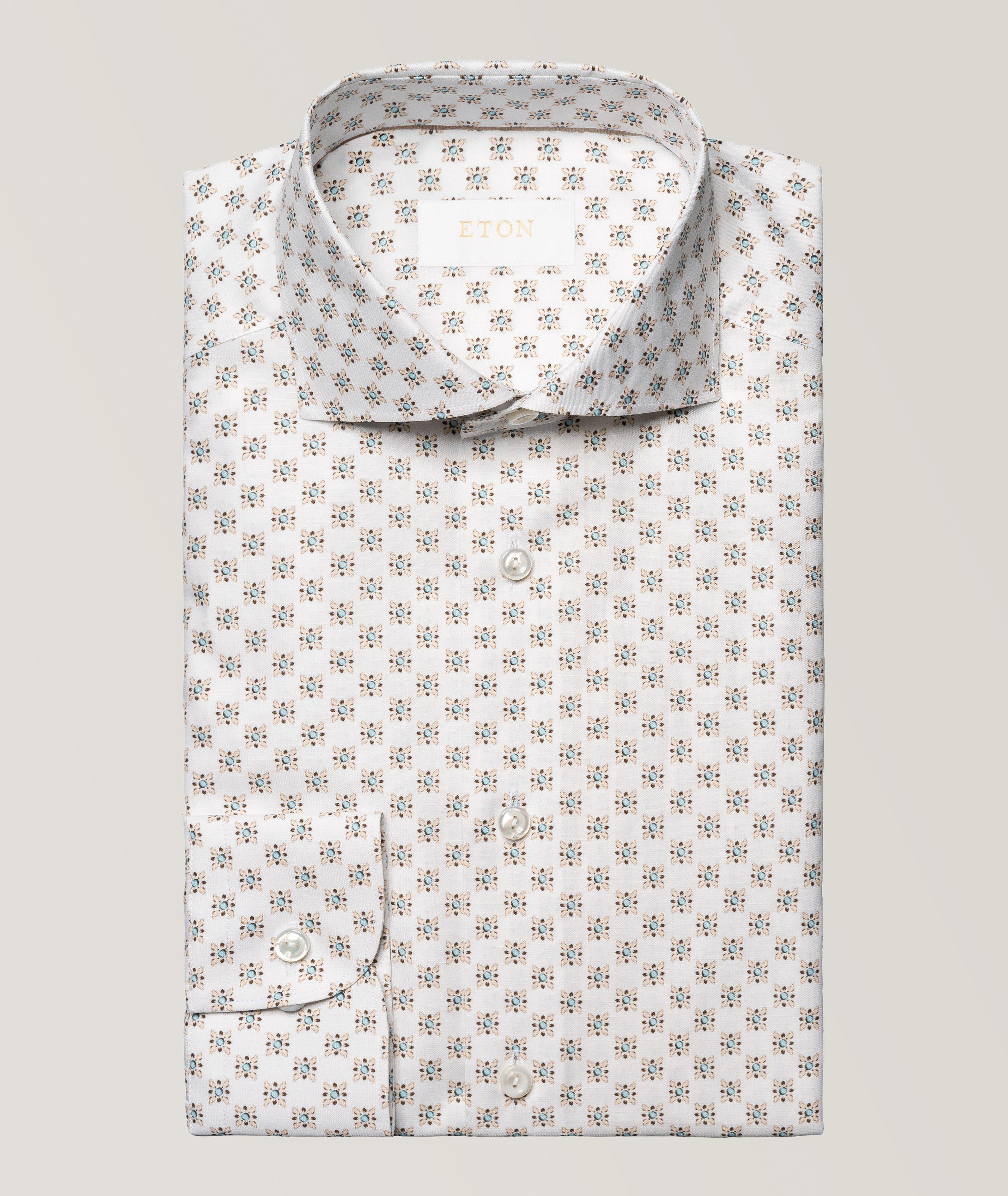 Slim Fit Geometric Cotton Linen Elevated Shirt image 0