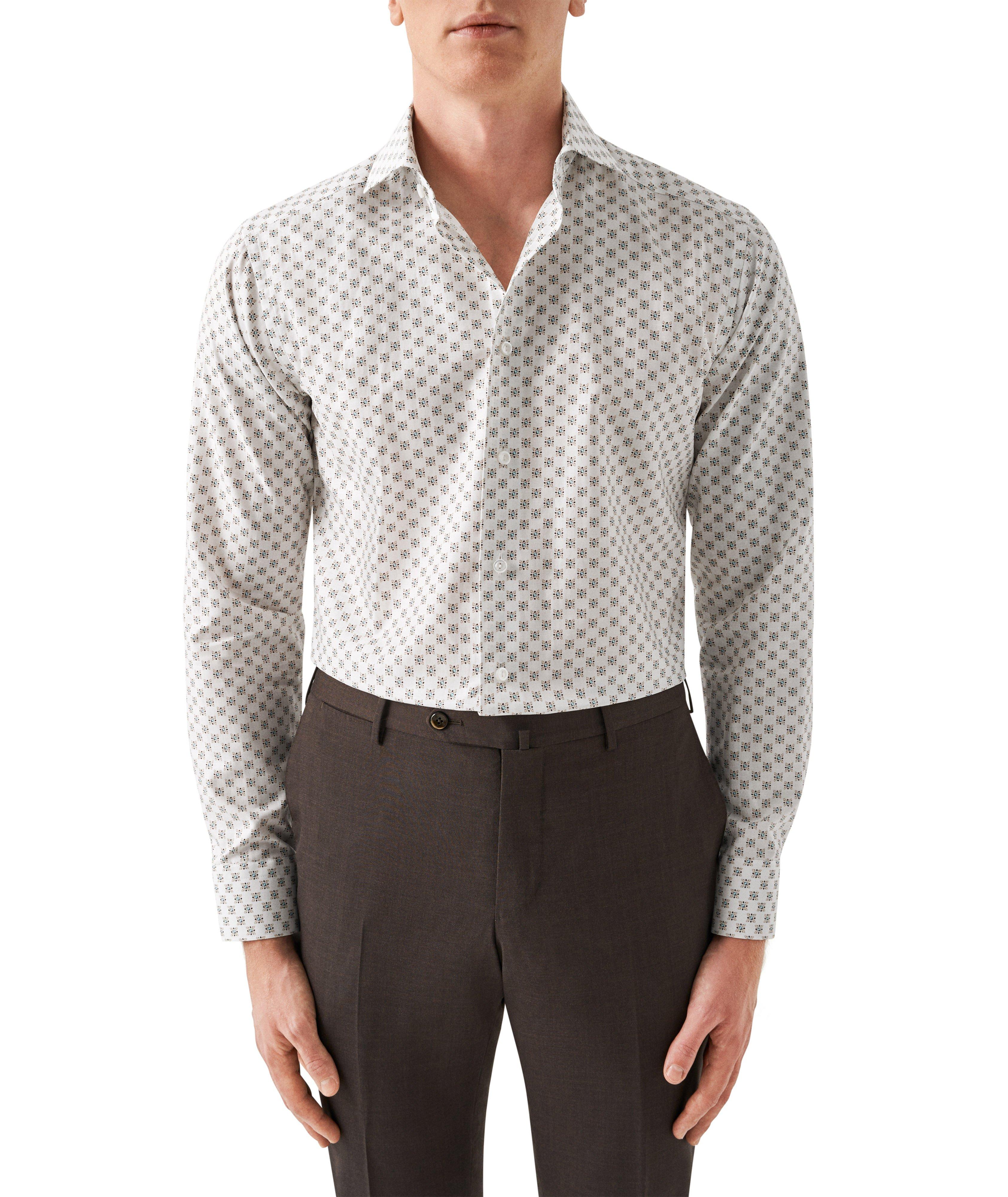 Slim Fit Geometric Cotton Linen Elevated Shirt image 1