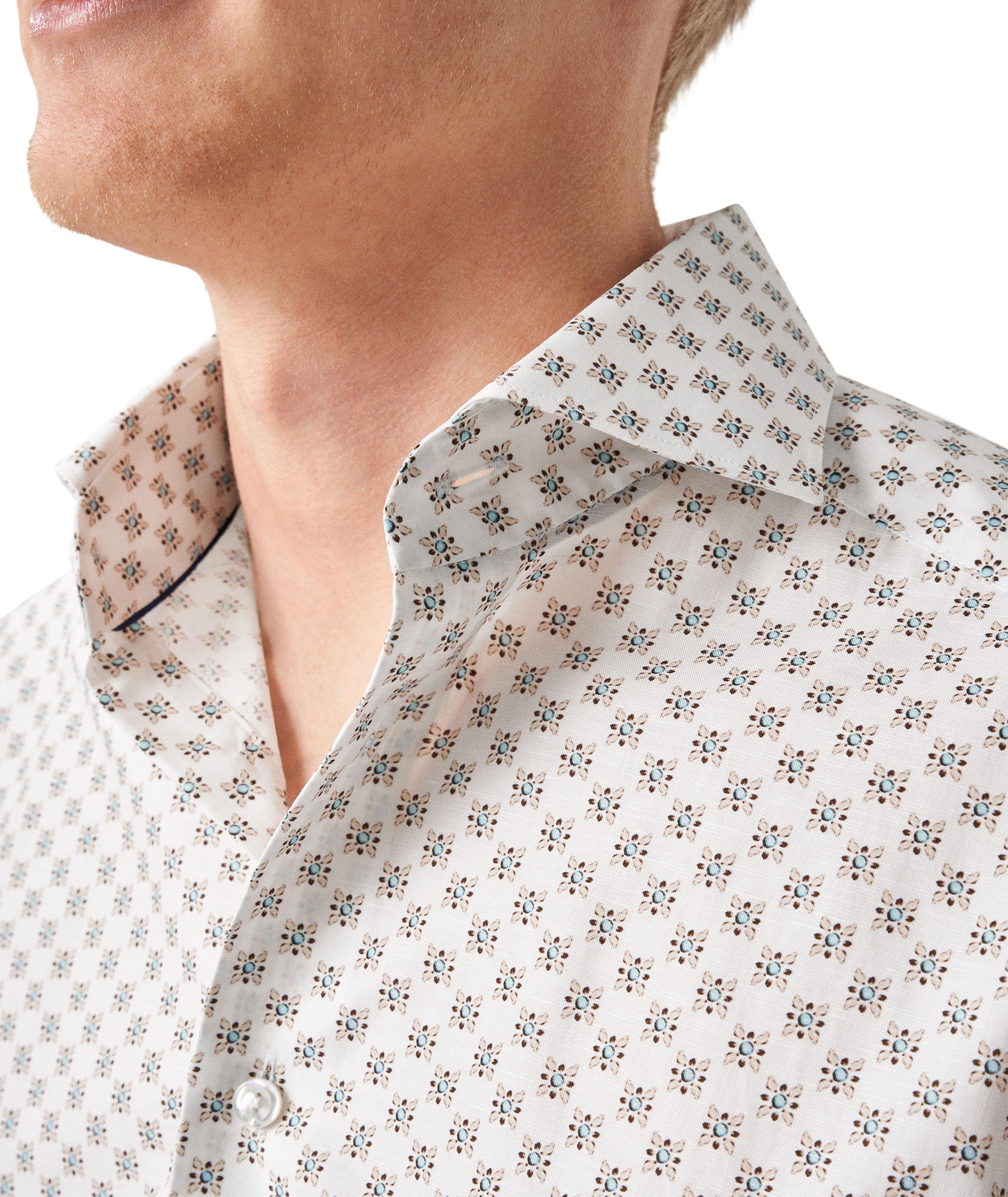 Slim Fit Geometric Cotton Linen Elevated Shirt image 3