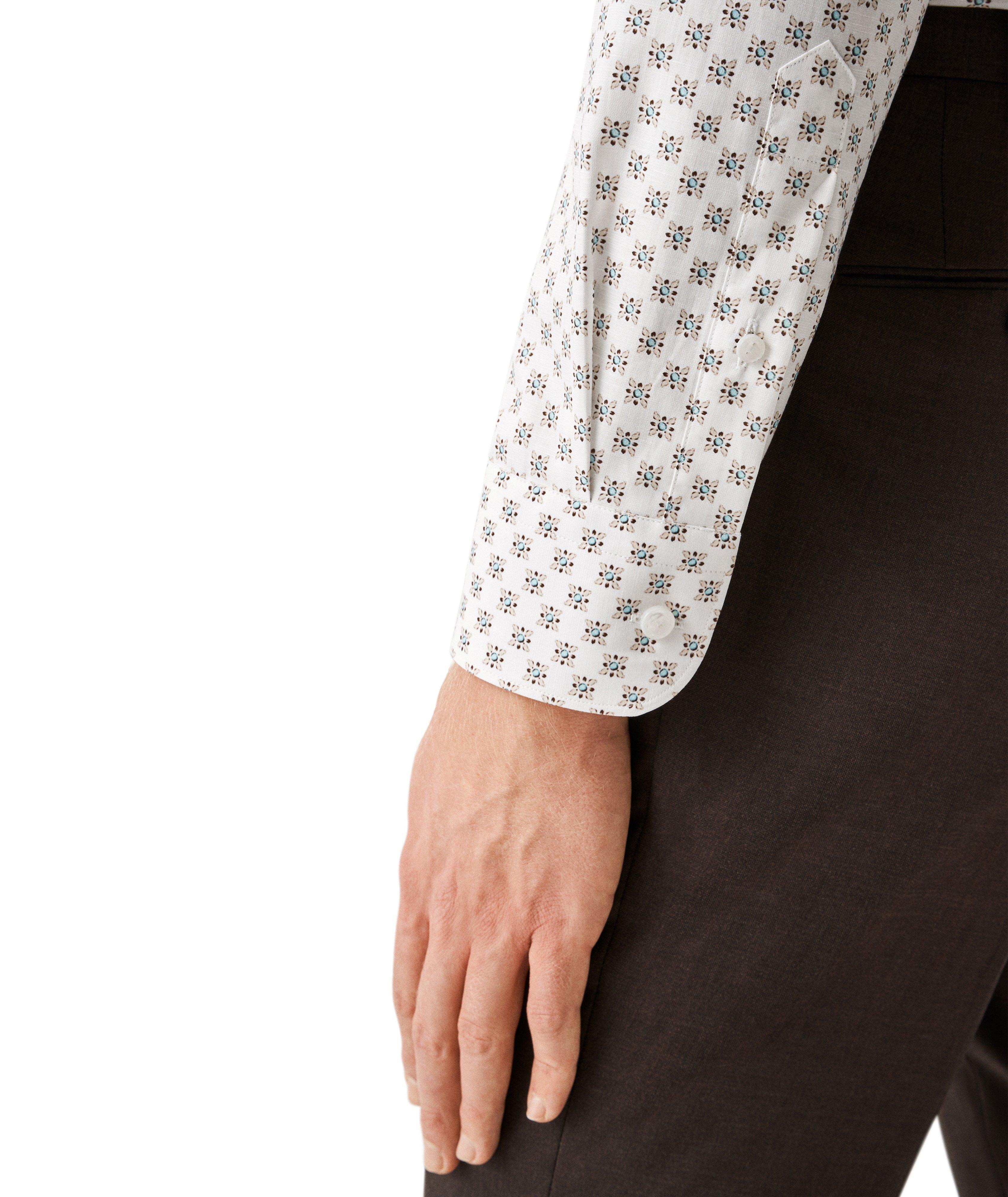 Slim Fit Geometric Cotton Linen Elevated Shirt image 4