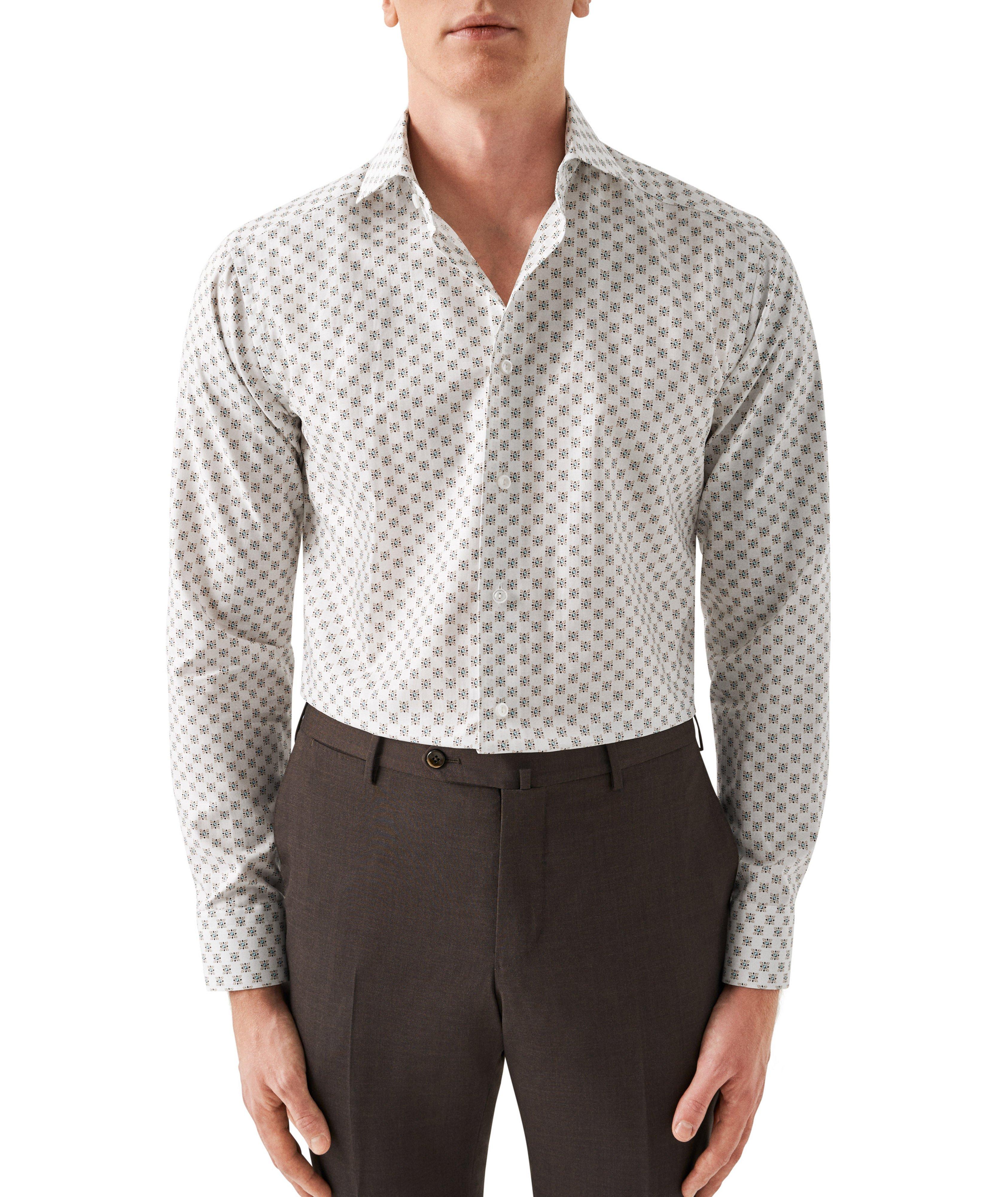 Slim Fit Geometric Cotton Linen Elevated Shirt image 5