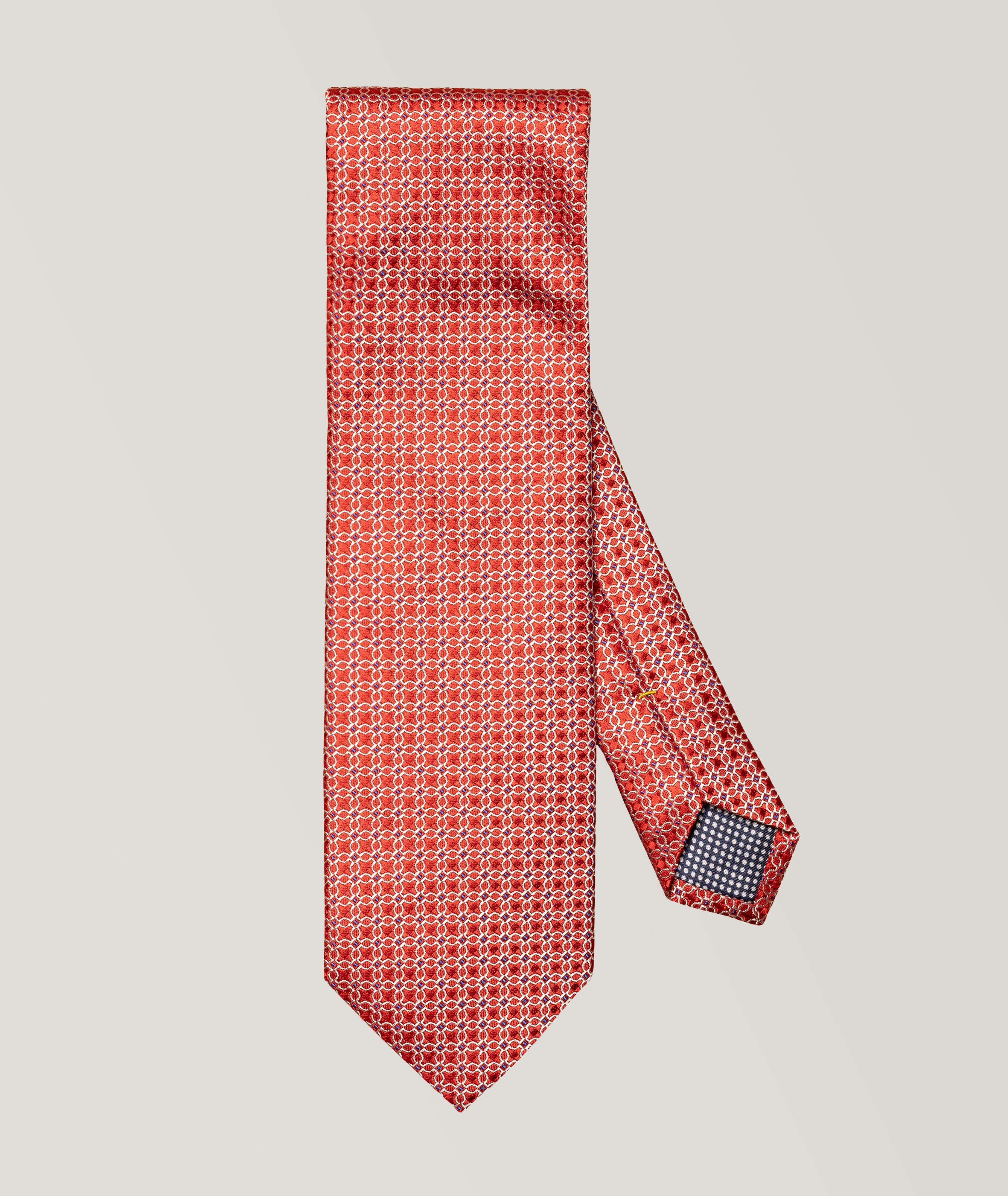 RED GEOMETRIC WOVEN SILK TIE image 0