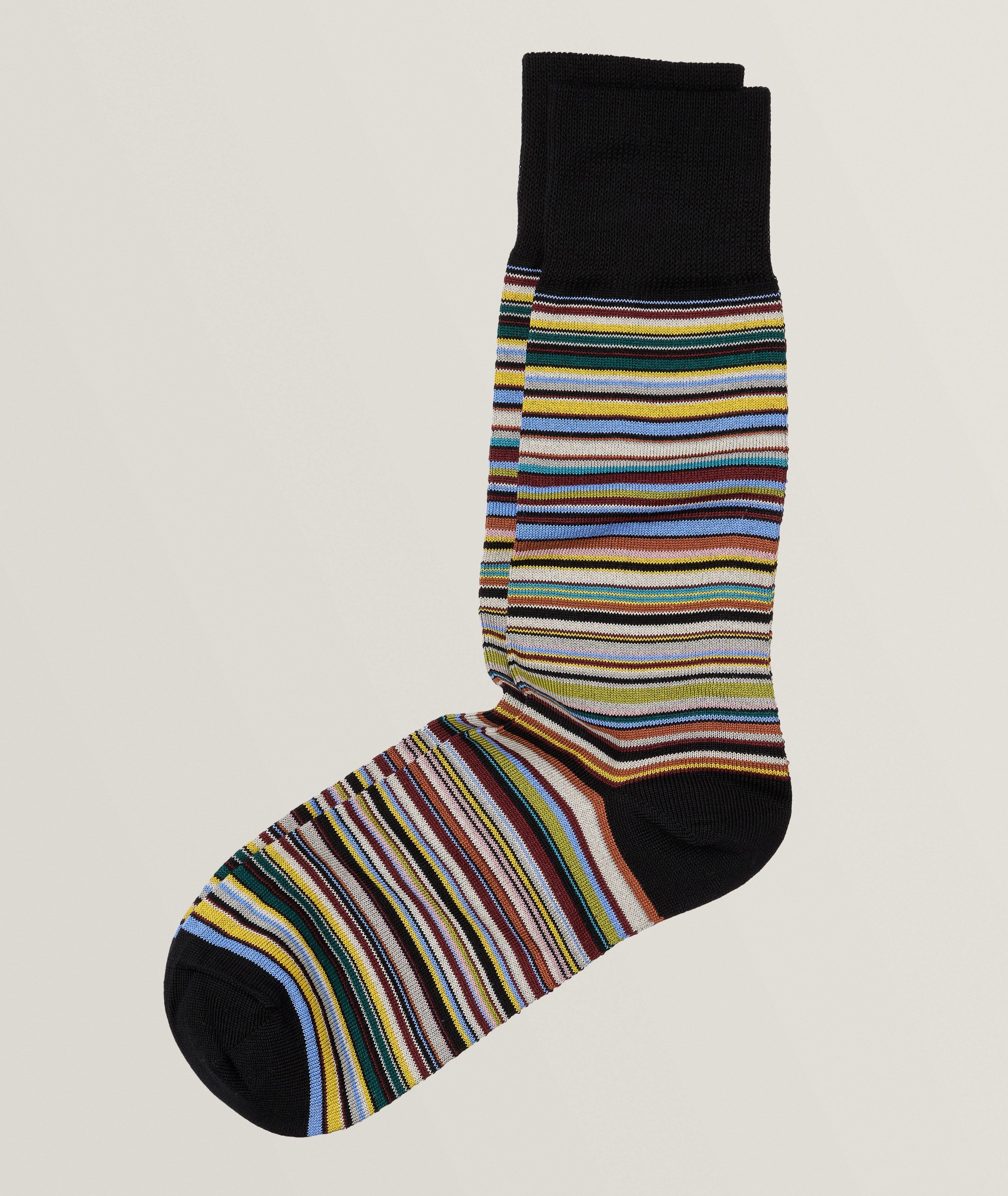 Signature Stripe Stretch Cotton-Blend Dress Socks