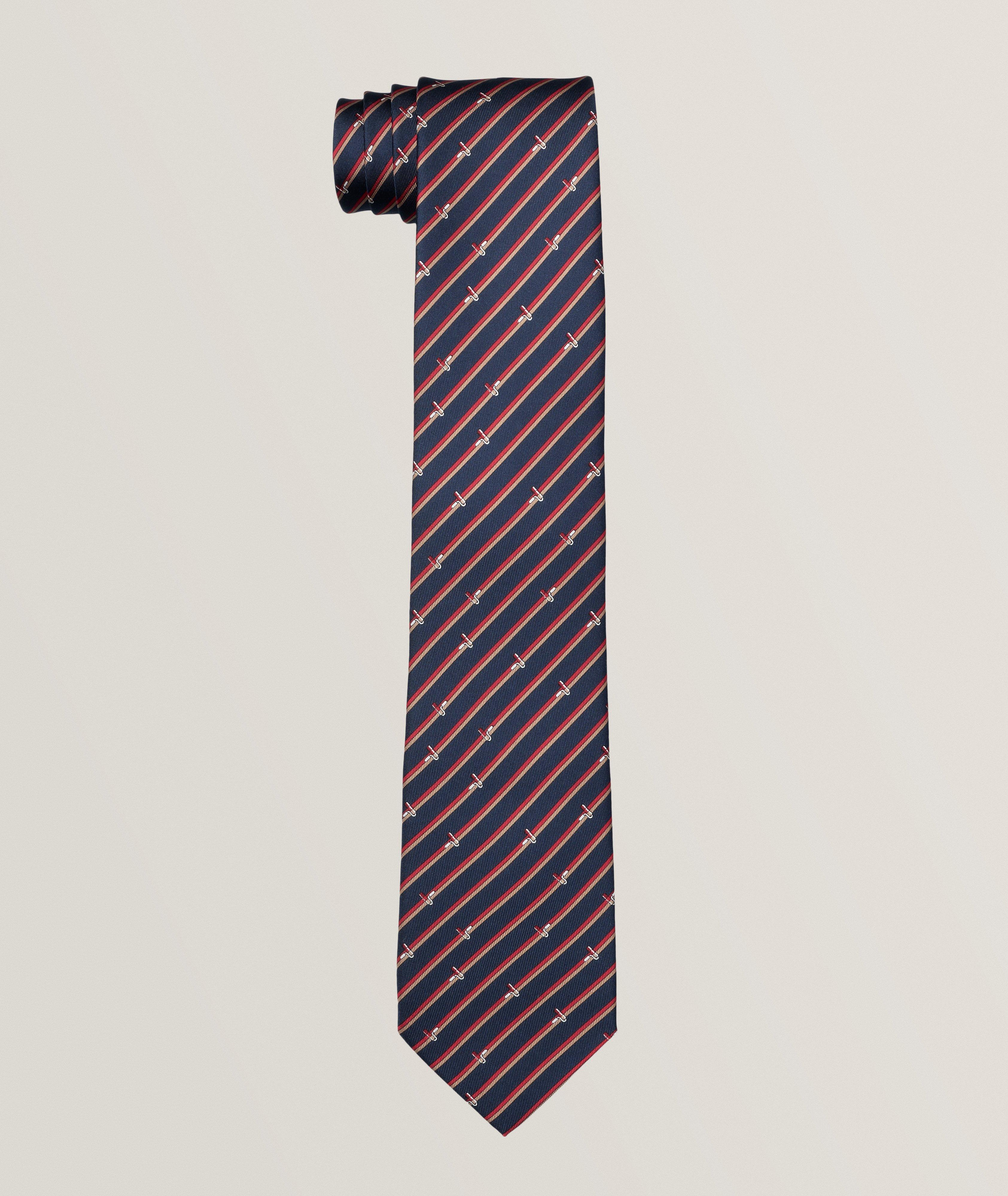 Strped-Neat Pattern Silk Tie image 0