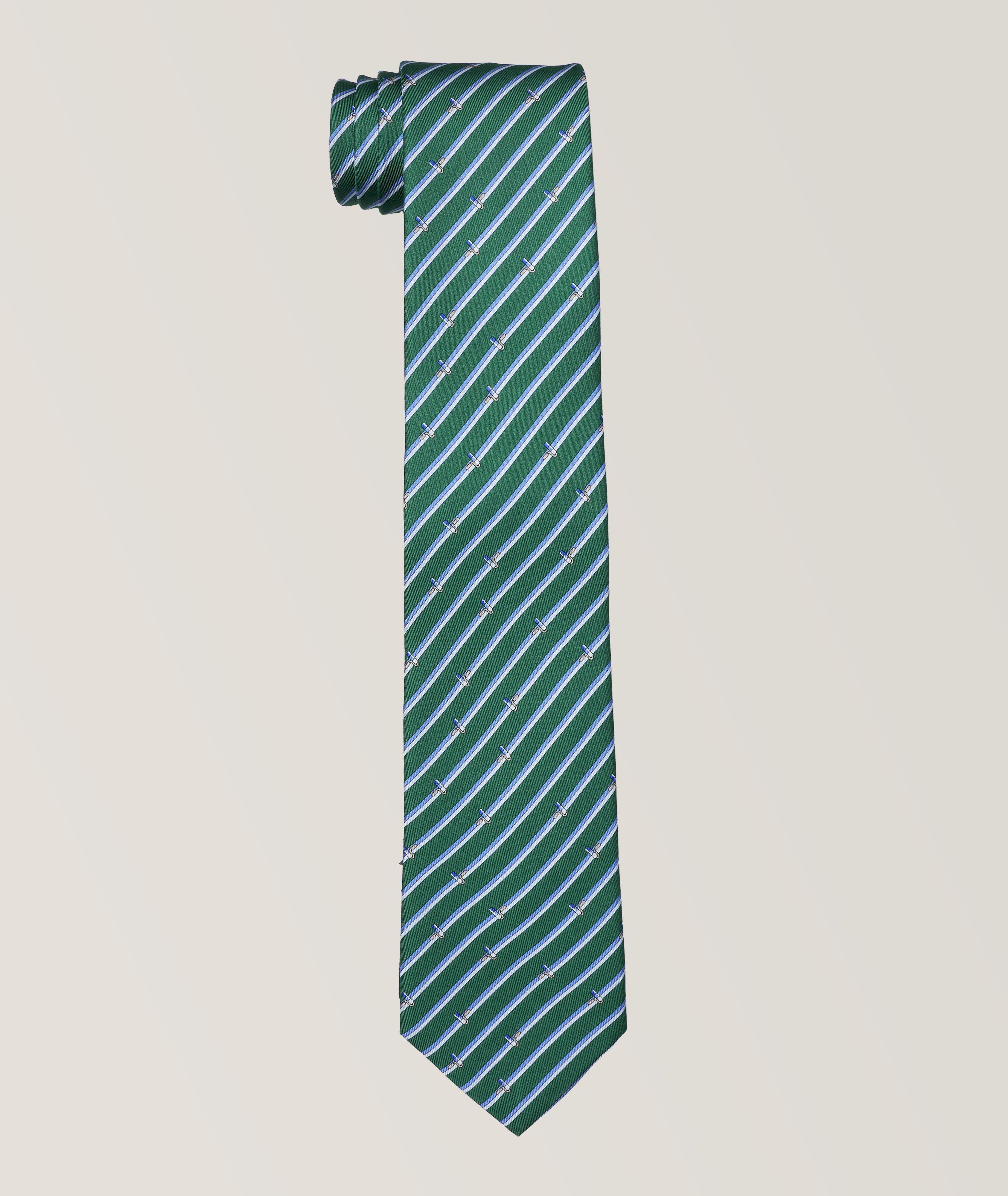 Striped-Paint Brush Silk Tie