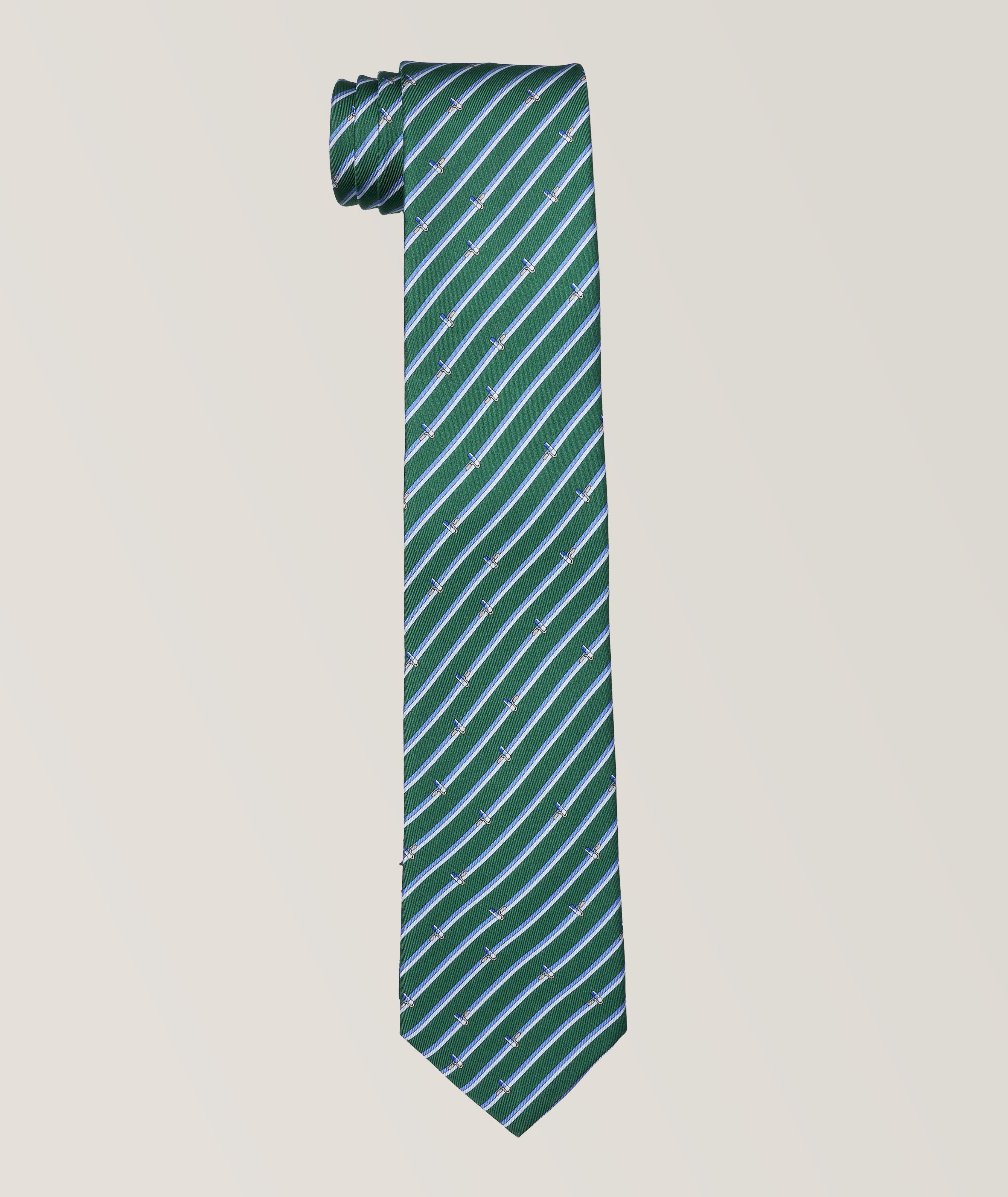 Striped-Paint Brush Silk Tie image 0