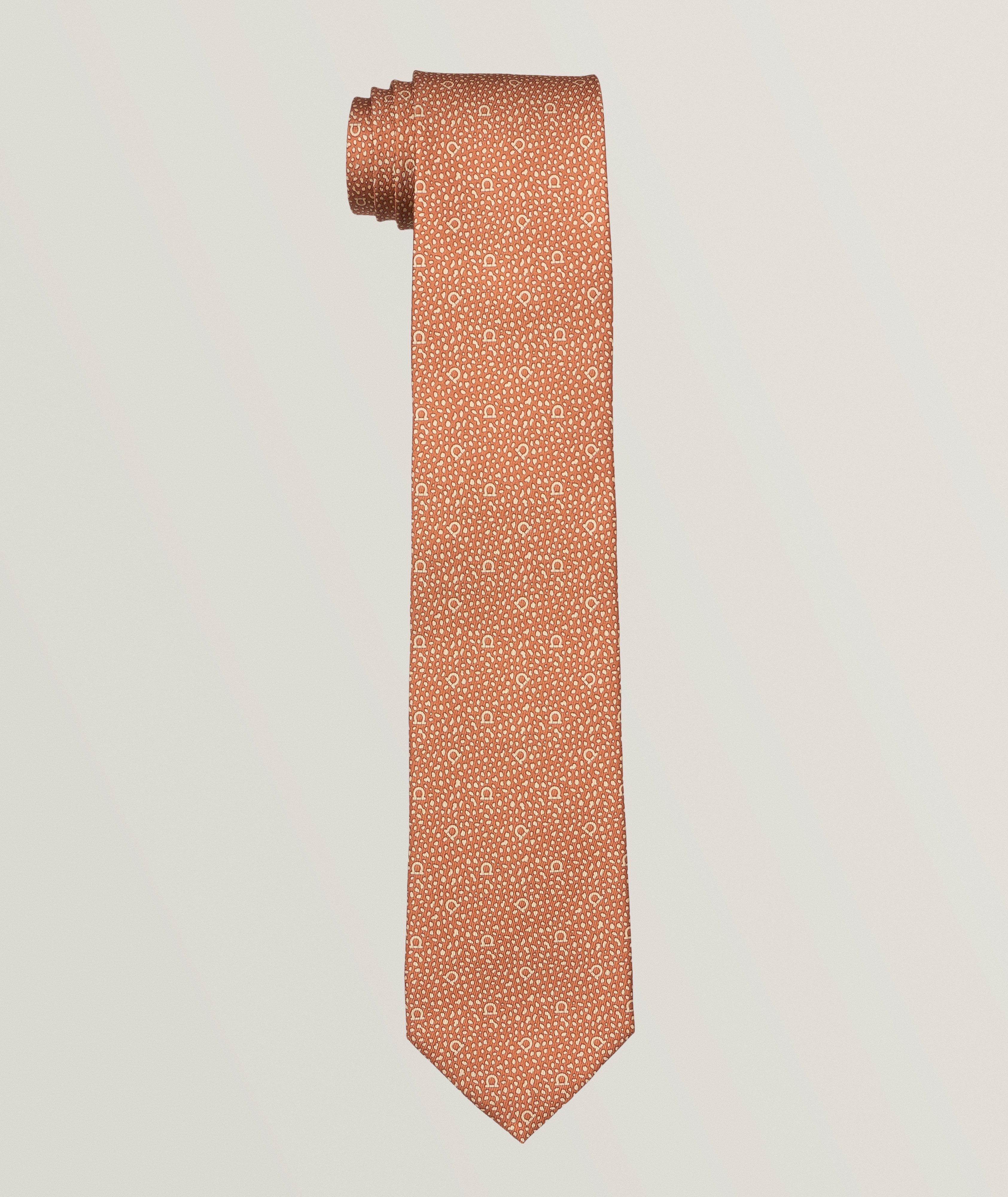 Tonal Logo Neat Pattern Silk Tie image 0