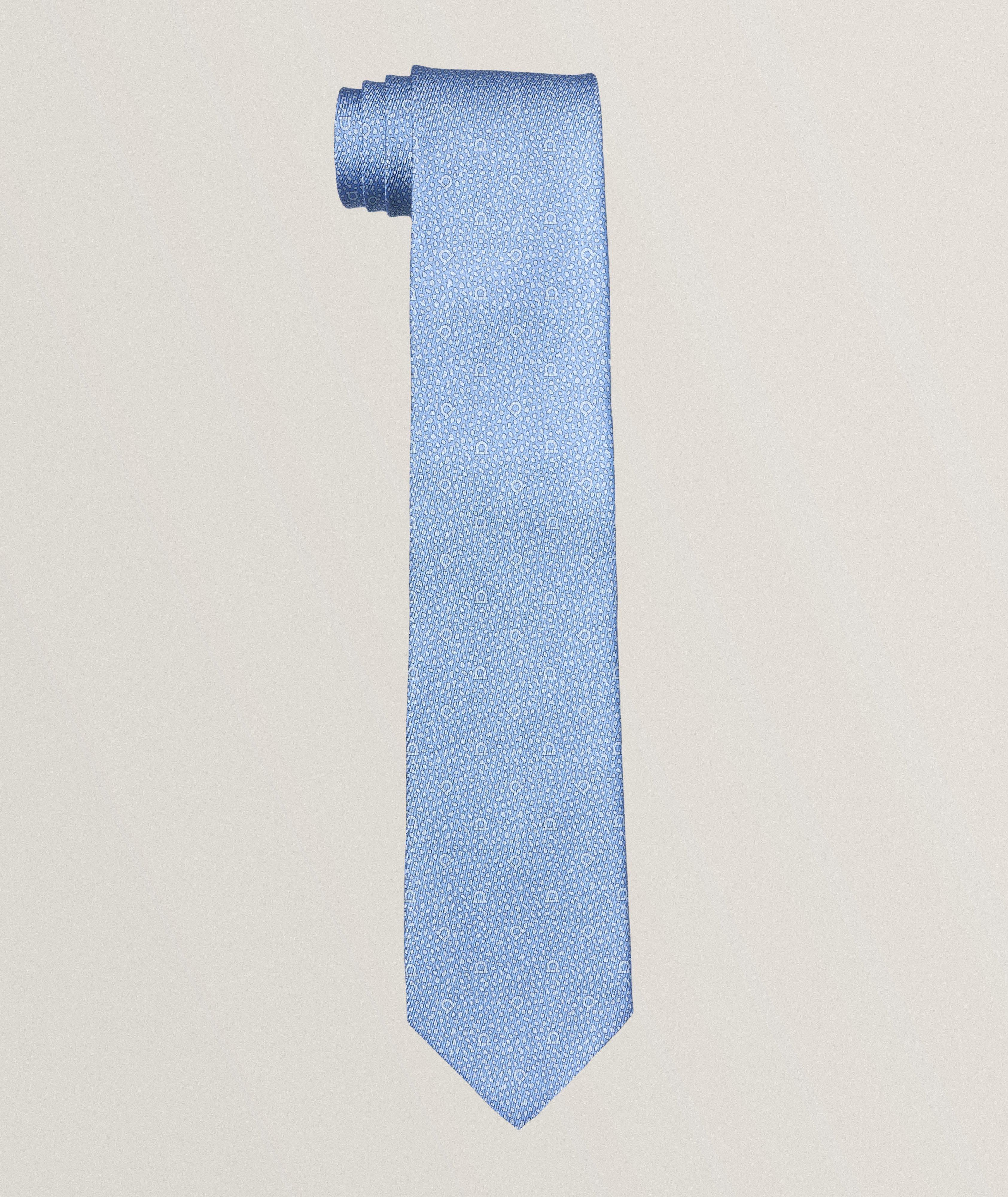 Tonal Logo Neat Pattern Silk Tie 