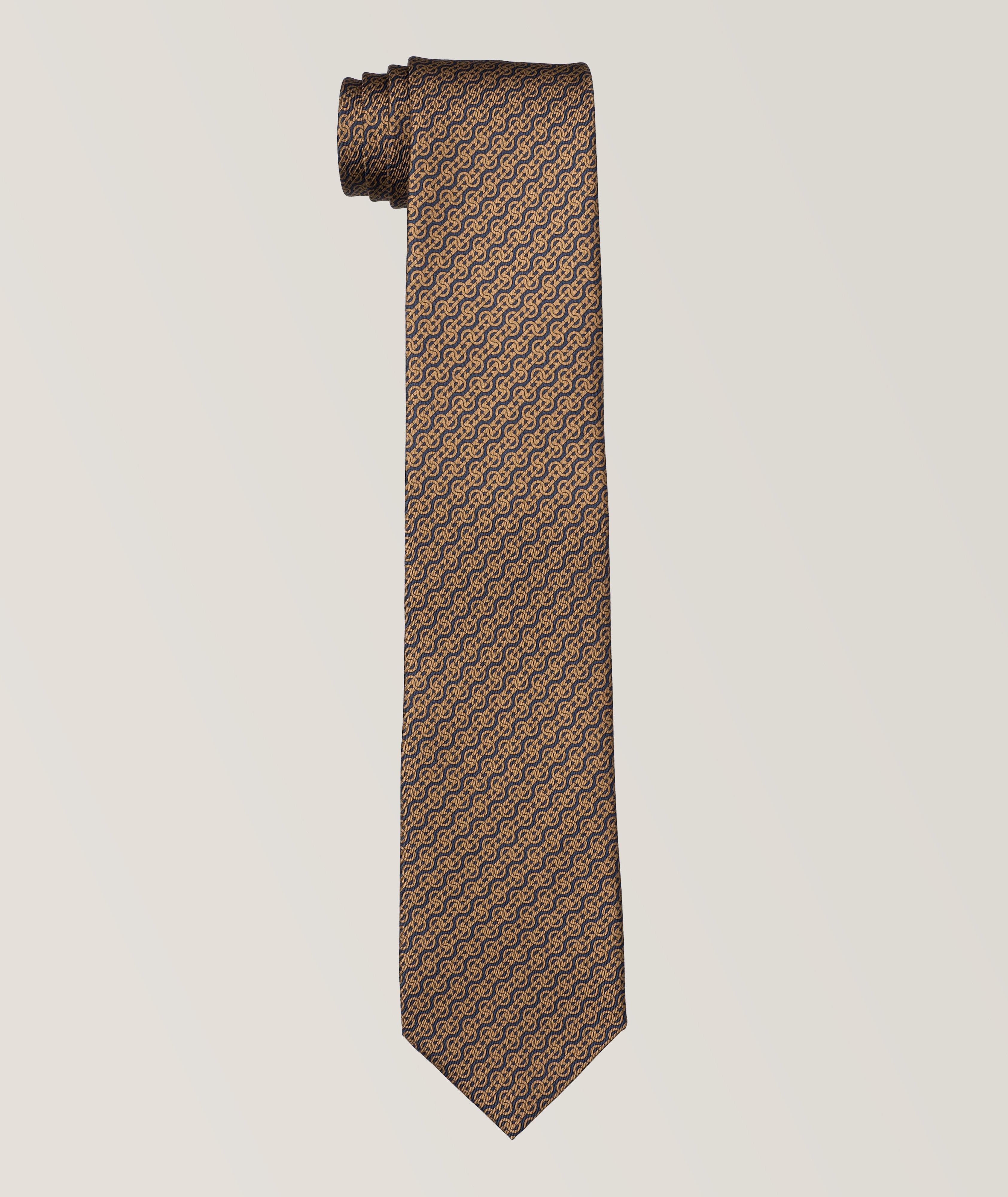 Cravate en soie à motif de maillons image 0
